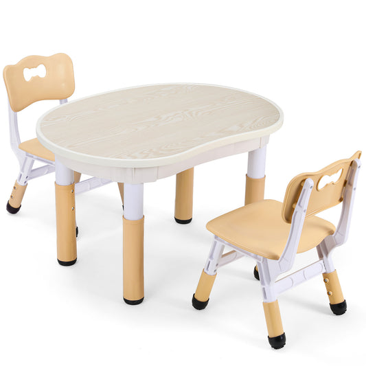Arlopu Kids Table and 2 Chairs Set, Kids Art Table with Graffiti Desktop, Toddler Activity Table and Chairs Set for Daycare, Playroom