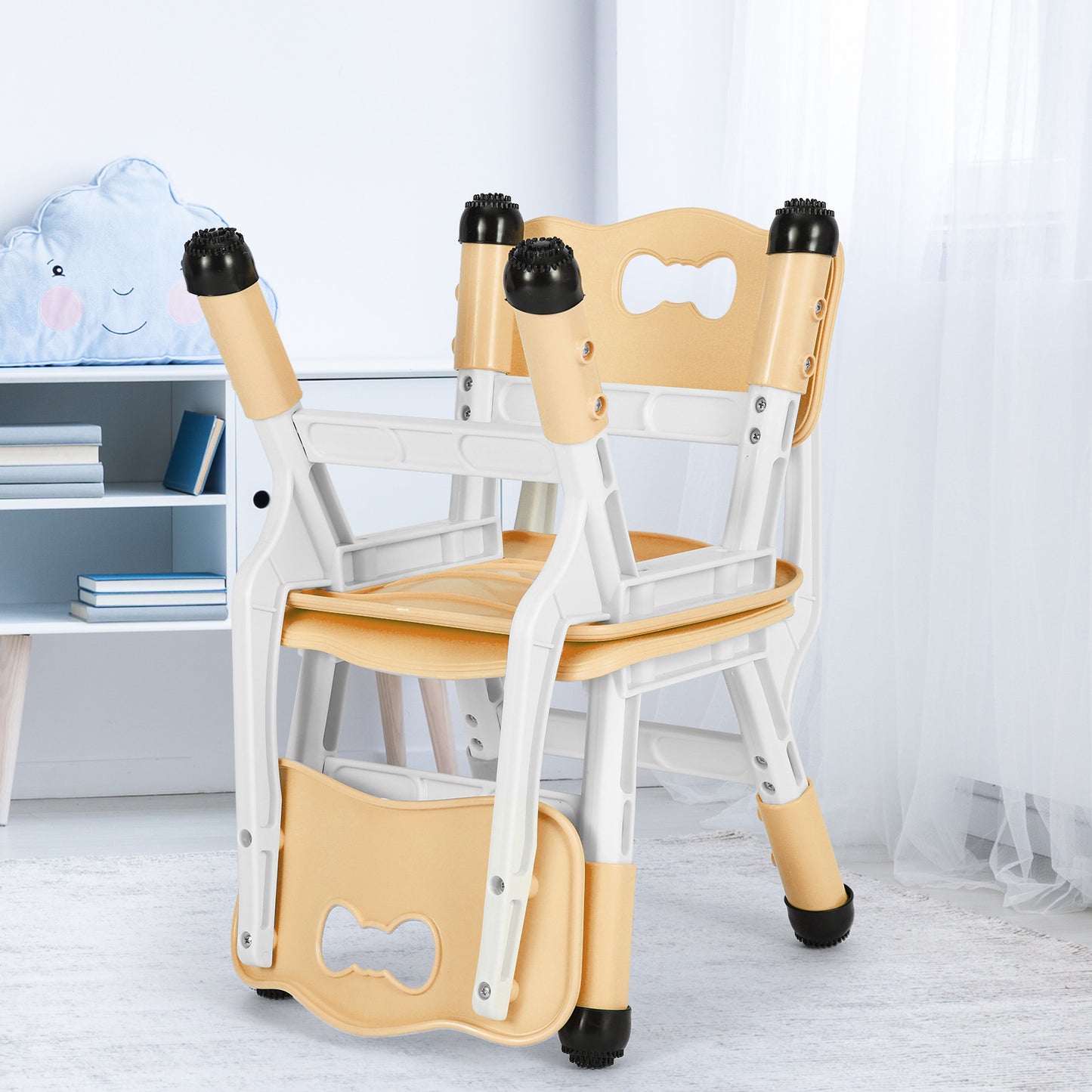 Arlopu 2pcs Adjustable Kids Chair, 3 Levels Adjustable Stackable Toddler Chairs, Maximum Load-Bearing 220Lb, Ergonomic Children Seats for Classroom/Daycare/Familiy
