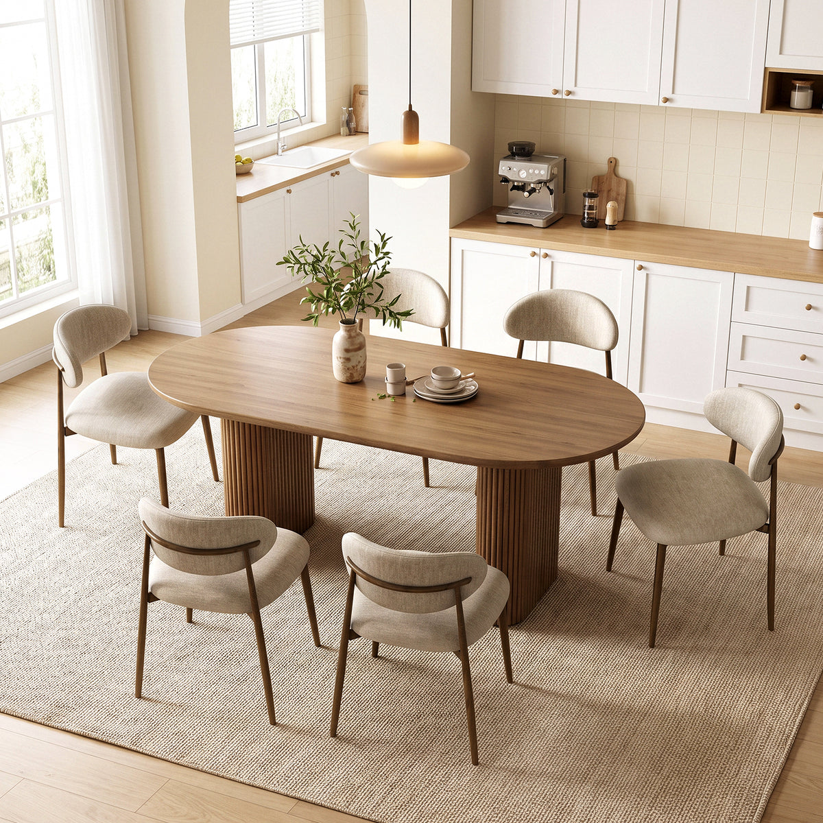 Arlopu Dining Chairs Set of 2/4/6, Upholstered Kitchen Chairs with Metal Legs, Camel