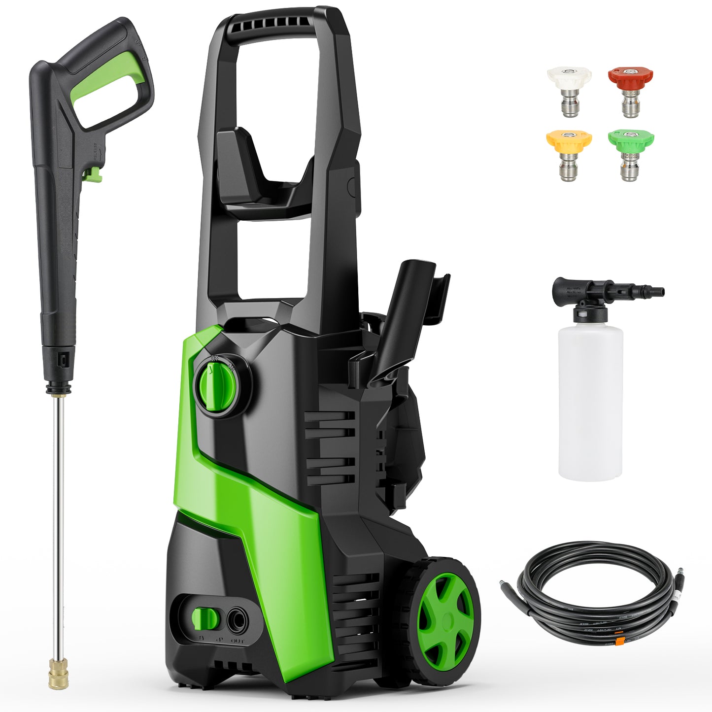 Arlopu Electric Pressure Washer 2700PSI Max 1.7 GPM Power Washer with 23 ft Hose, 4 Quick Connect Nozzles, Foam Cannon