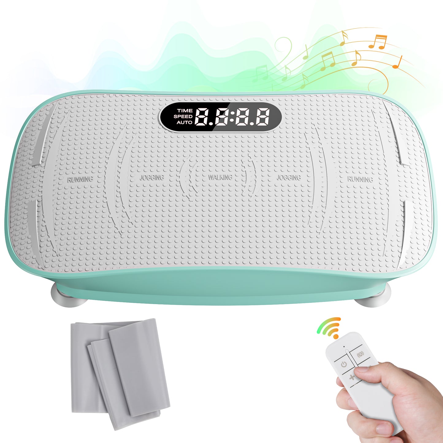 Arlopu Vibration Plate Exercise Machine Whole Body Workout Lymphatic Drainage Machine w/ 2 Resistance Bands, Bluetooth