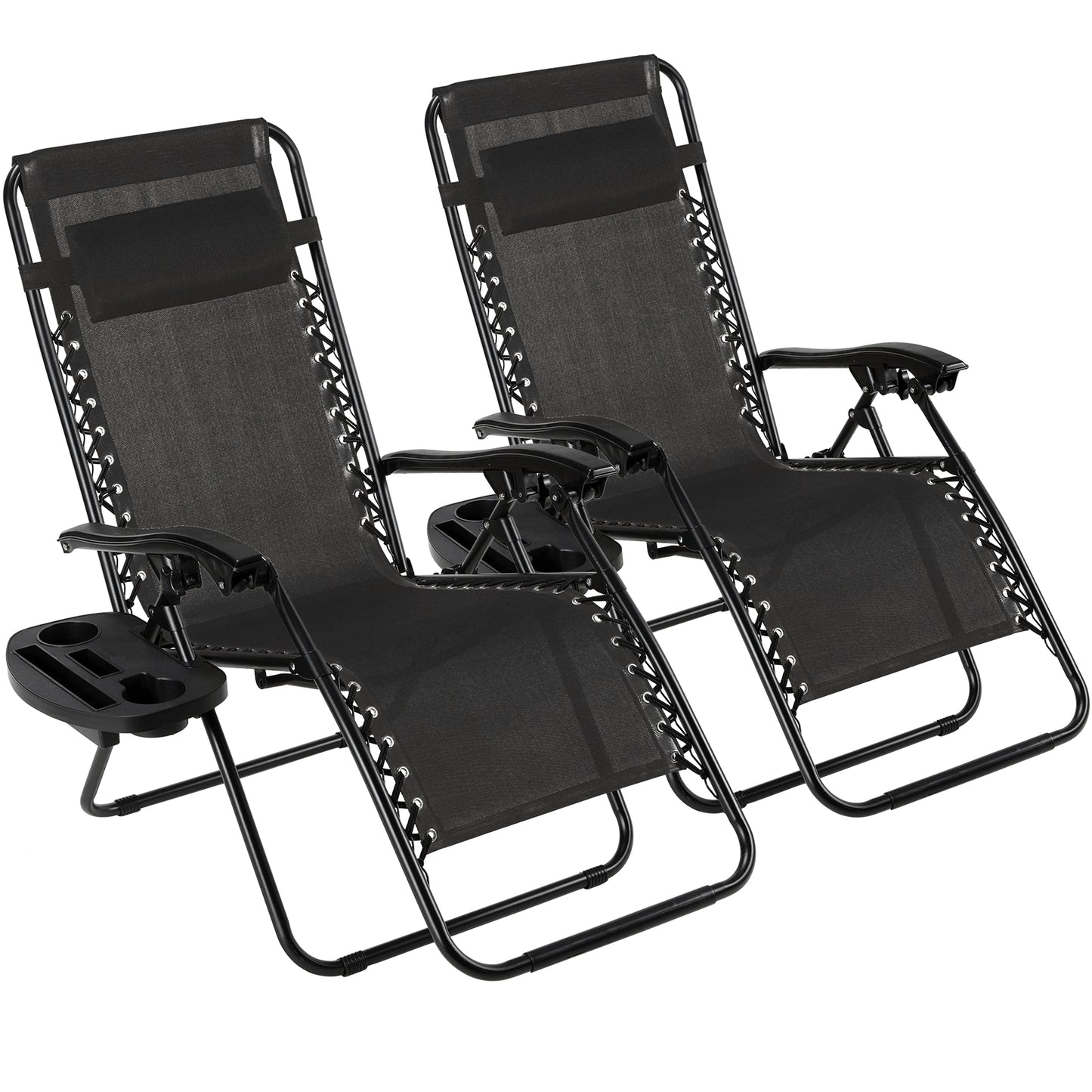 Arlopu Zero Gravity Chair set of 2, Outdoor Folding Lounge with Pillow and Cup Holder