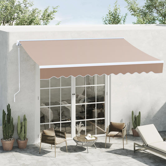 Arlopu 10' x 8.2' Manual Retractable Patio Awning Outdoor Deck Door Canopy Patio Sun Shade Shelter