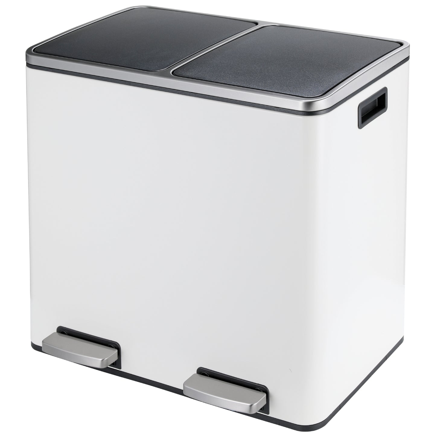 Arlopu 12 Gallon Dual Trash Can Step-on Garbage Can for Kitchen, Living Room, White