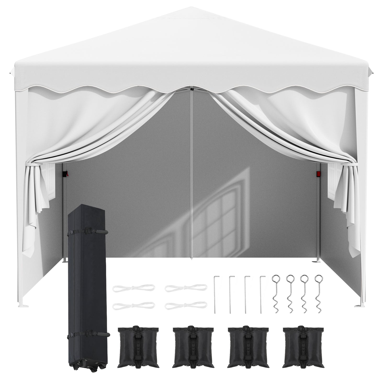 Arlopu 10x10FT Pop Up Canopy Tent with 4 Sidewalls, Commercial -Series Instant Canopy Tent, Outdoor Portable Gazebo with Wheeled Bag, Party Canopies Event Tent for Wedding/Patio/Camping