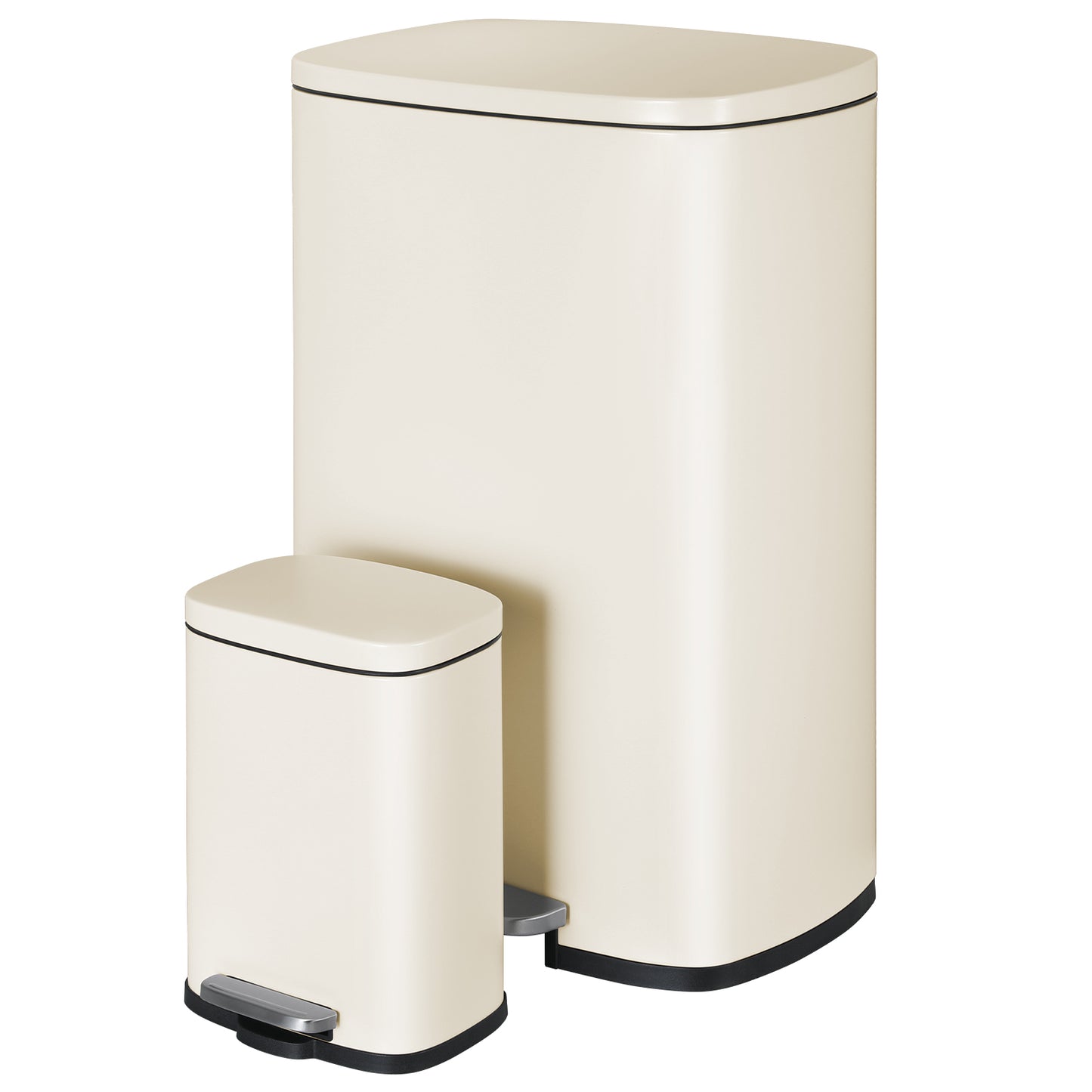 Arlopu Step Trash Can Combo Set, 13.2 Gallon & 1.3 Gallon, Stainless Steel Garbage Bin Set