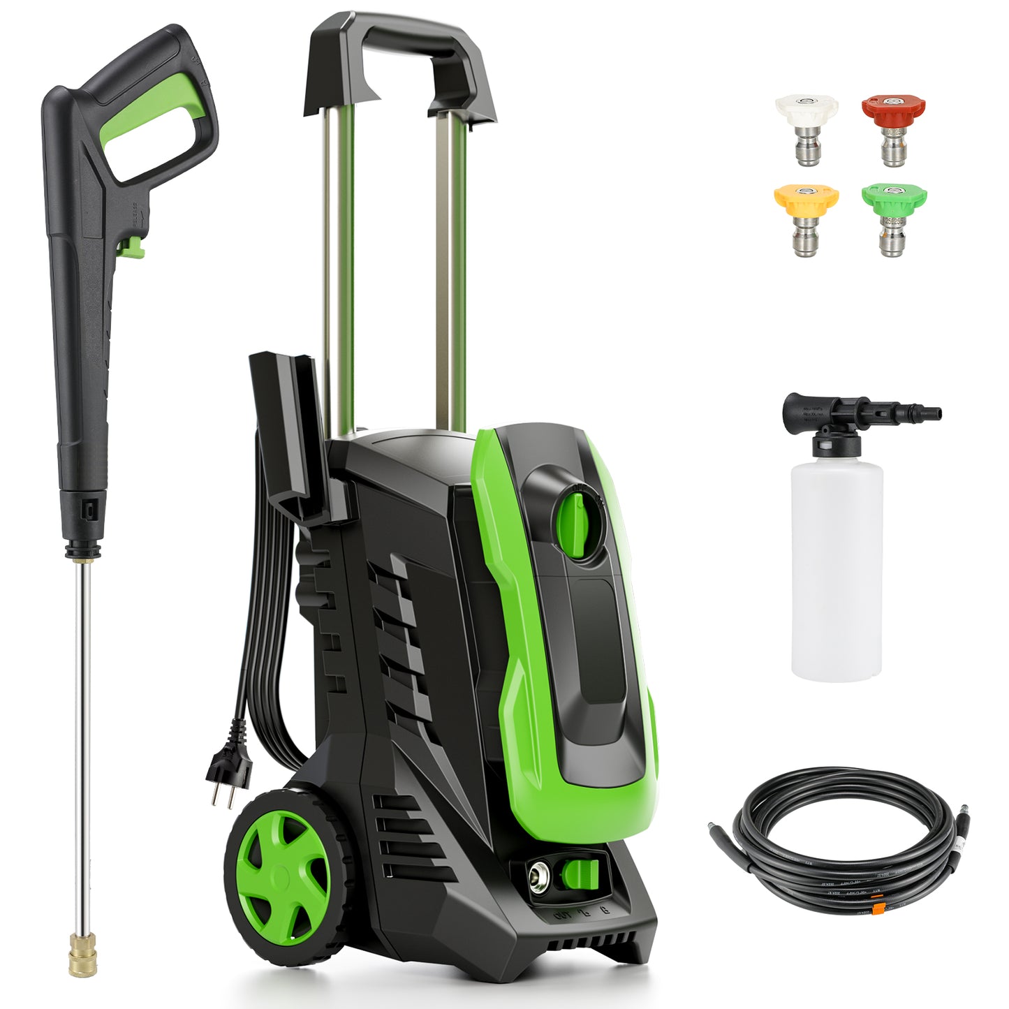Arlopu Electric Pressure Washer Power Cleaning Machine with Telescopic Handle, 2700 PSI, 1.7 GPM, 4 Nozzles & Foam Cannon