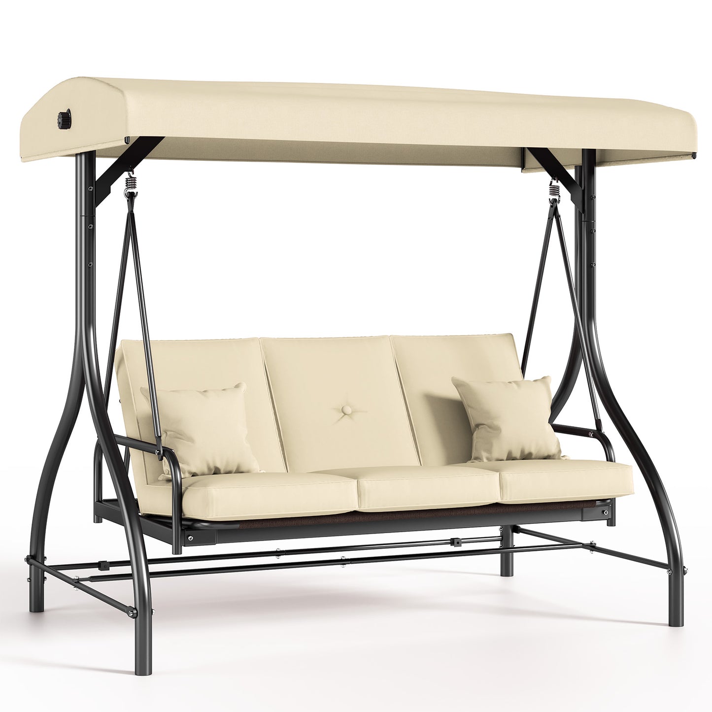 Arlopu Outdoor 3-Seat Patio Swing, Porch Swings, Backrest Bench Swing Sets, Glider Swing Bed Chair