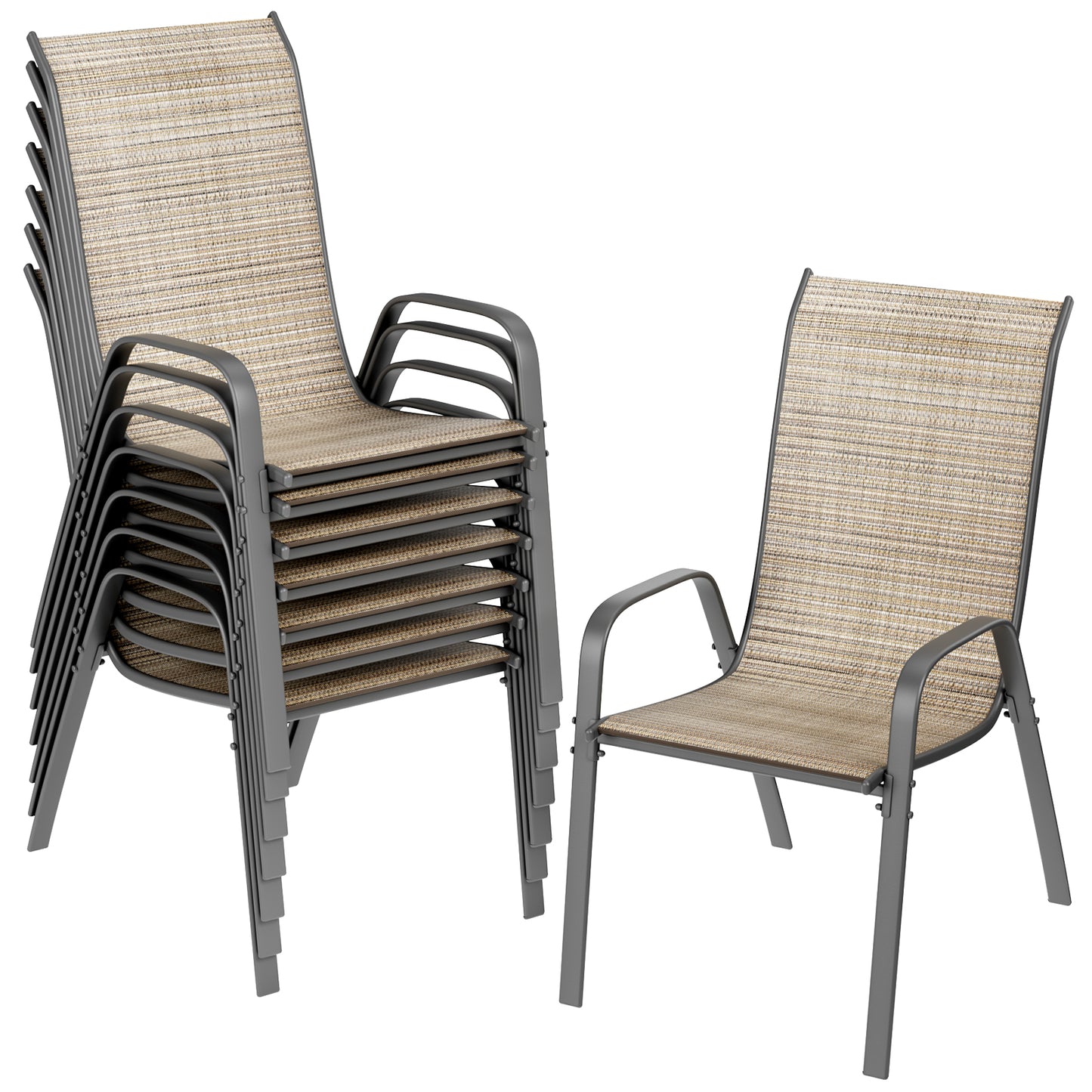 Arlopu Arlopu Patio Dining Chairs Set of 4, Outdoor Stackable Chairs with High Back & Armrest