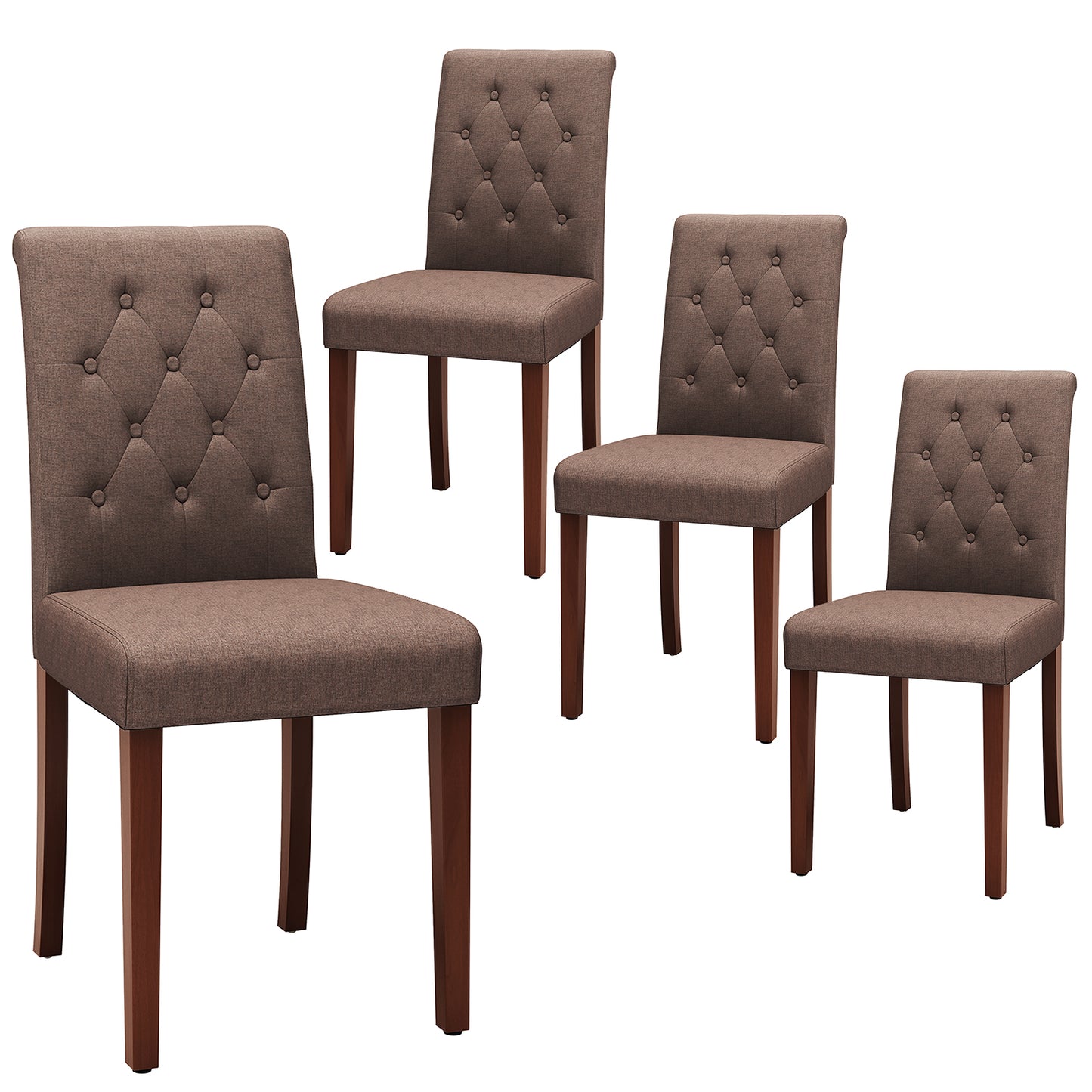 Arlopu Upholstered Dining Chairs Set of 2, Button Tufted Dining Chairs, Solid Wood Legs, Modern Armless Side Chairs for Dining Room & Kitchen