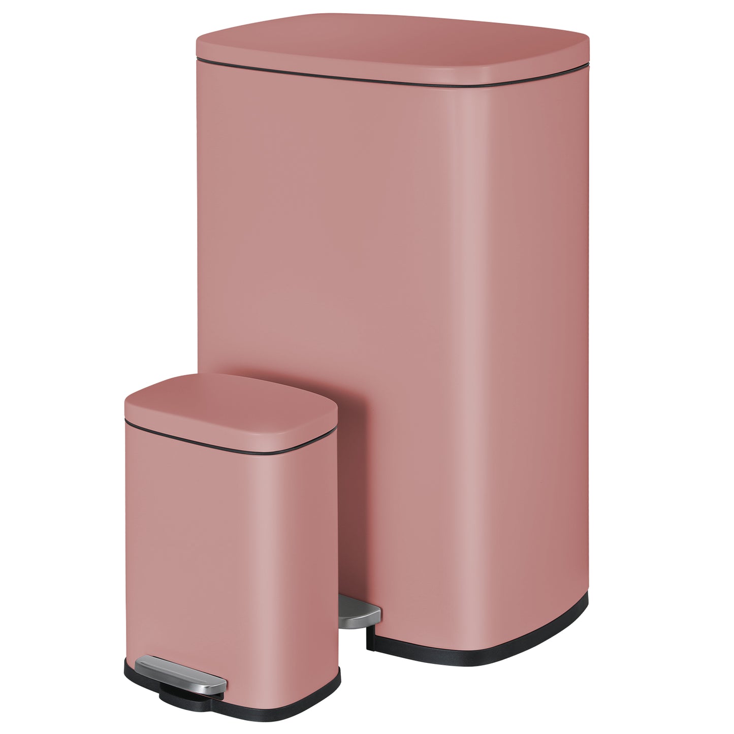Arlopu Step Trash Can Combo Set, 13.2 Gallon & 1.3 Gallon, Stainless Steel Garbage Bin Set