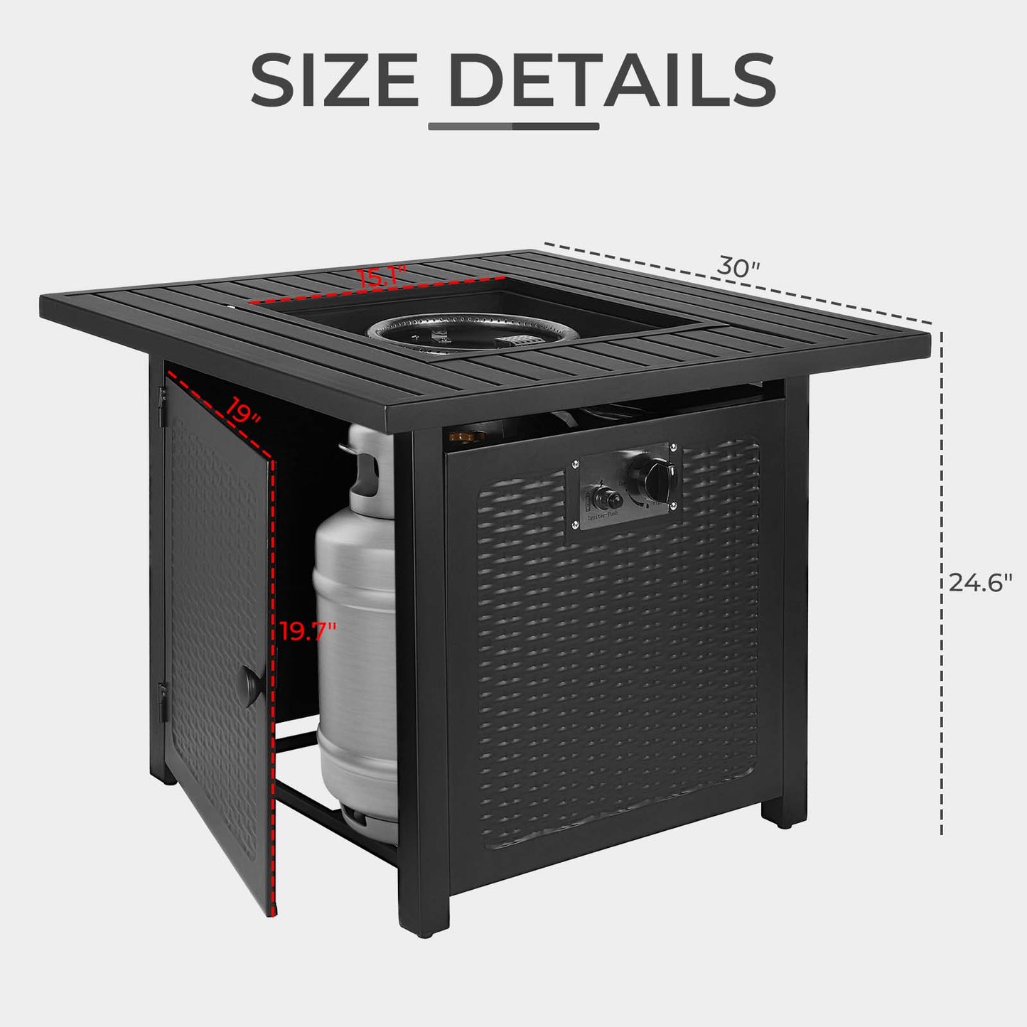 Arlopu 30in Propane Fire Pit Table, 50,000 BTU Outdoor Gas Fire Pit with Lid