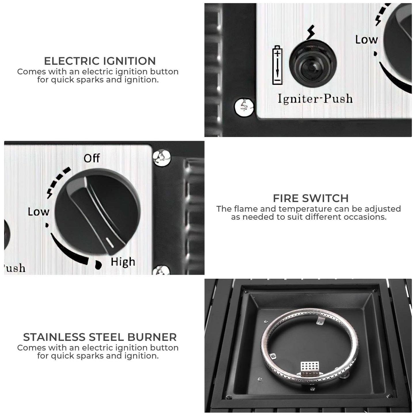 Arlopu 30in Propane Fire Pit Table, 50,000 BTU Outdoor Gas Fire Pit with Lid