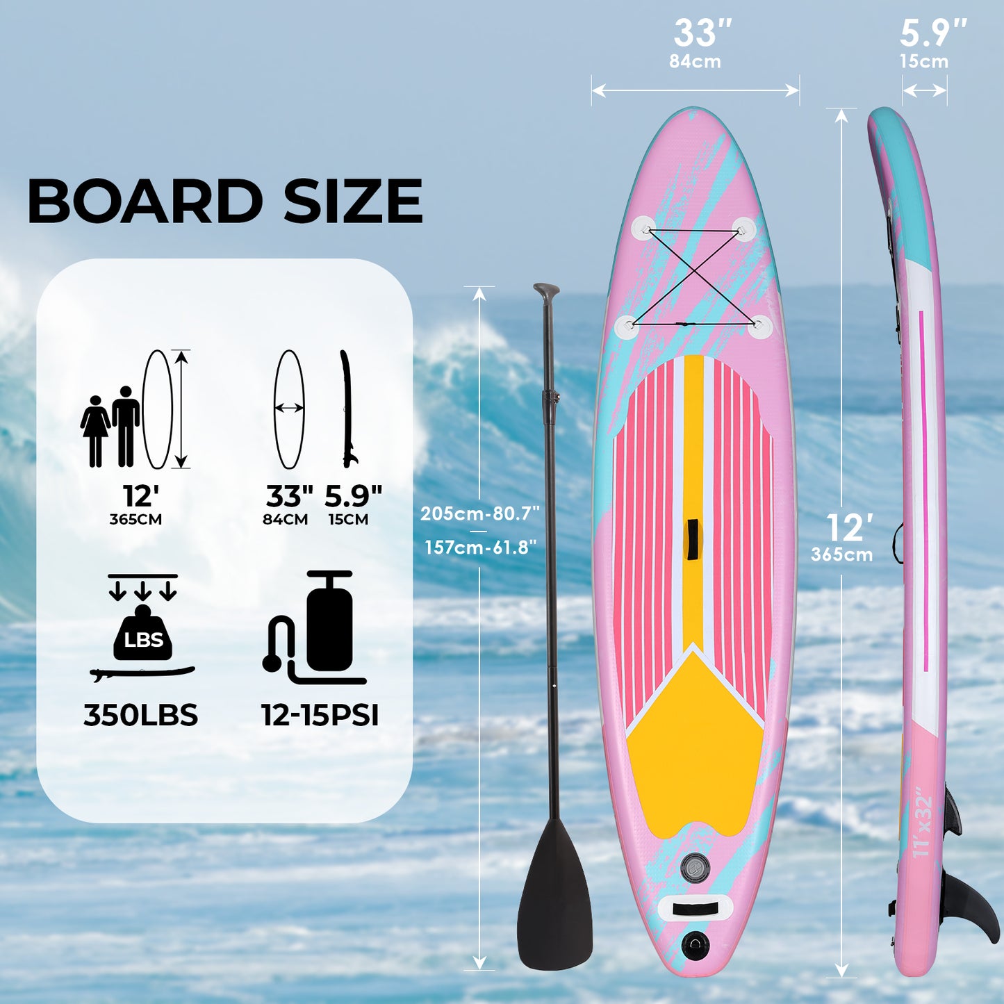Arlopu 10/11/12FT Inflatable Stand Up Paddle Board, 3 Fins Paddleboard with Full SUP Accessories