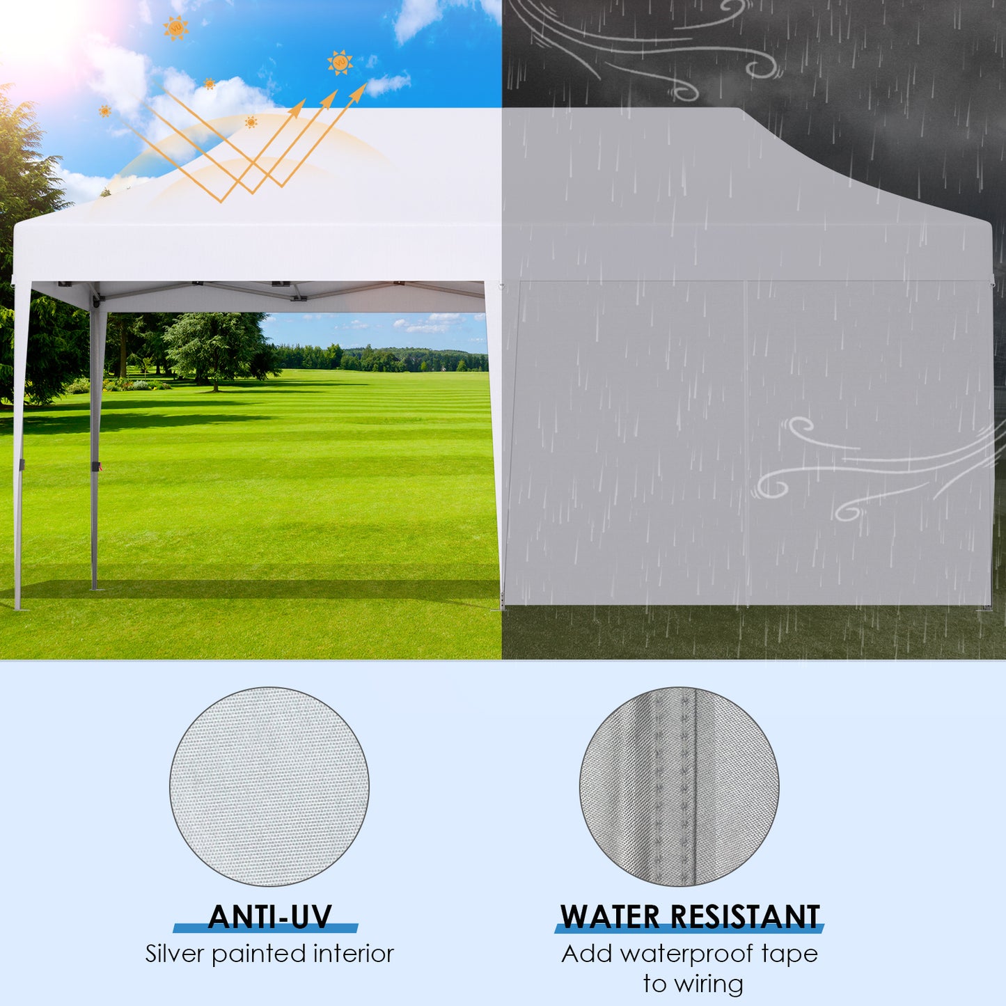 Arlopu 10x20ft Pop up Canopy Tent with 6 Sidewalls, Heavy Duty Commercial Instant Gazebo w/Wheeled Bag, All Season Outdoor Easy Set up Wedding Party Tents, 6 Windproof Ropes, 12 Stakes, 6 Sandbags