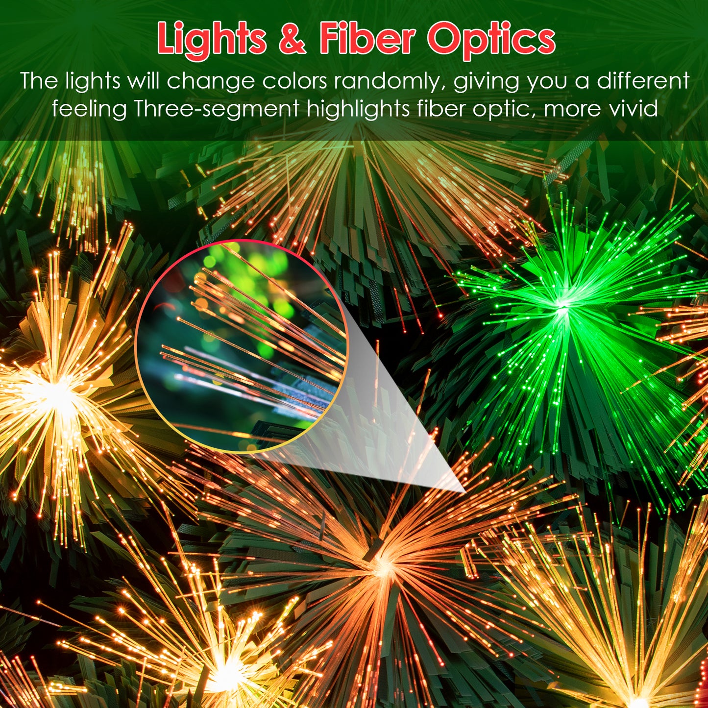 Arlopu Pre-Lit Optical Fiber Christmas Tree, 8/9/10FT Artificial Christmas Tree with Top Star, Fake Xmas Tree