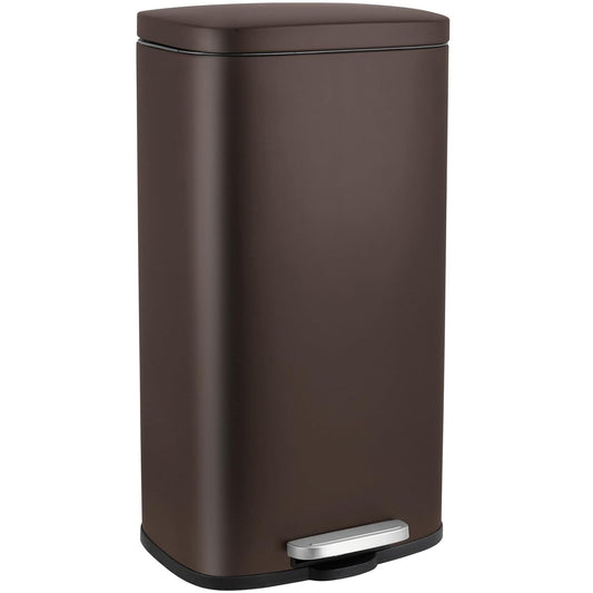Arlopu 8 Gallon Step Trash Can, Kitchen Garbage Can with Lid, Stainless Steel Rabbish Bin with Pedal Pedal & Inner Bucket
