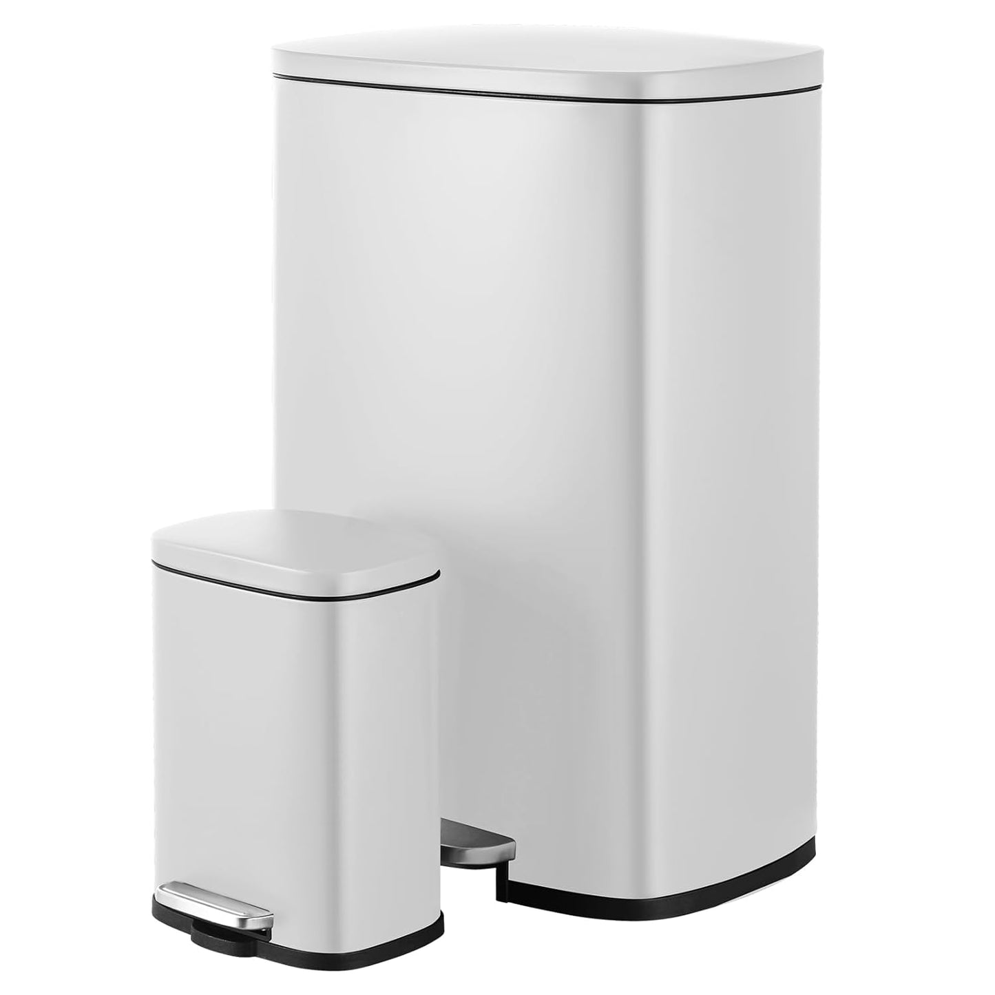 Arlopu 13.2+1.3 Gallon Step Trash Can, Stainless Steel Garbage Bin, Soft-Close Rubbish Bin with Removable Plastic Inner Bucket, Fingerprint-Proof Dustbin, for Kitchen