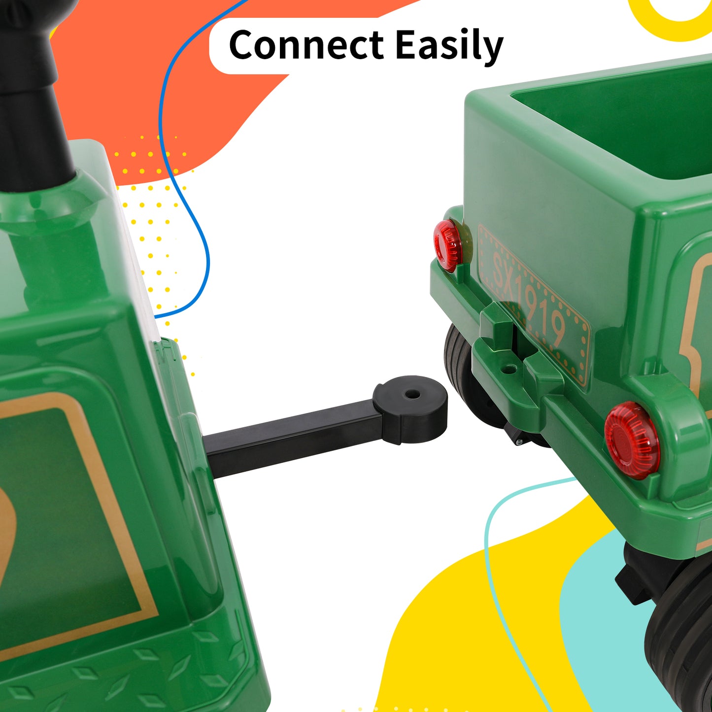 Arlopu Train Carriage for Ride On Train, Track-Less Train Carriage Accessory with Storage