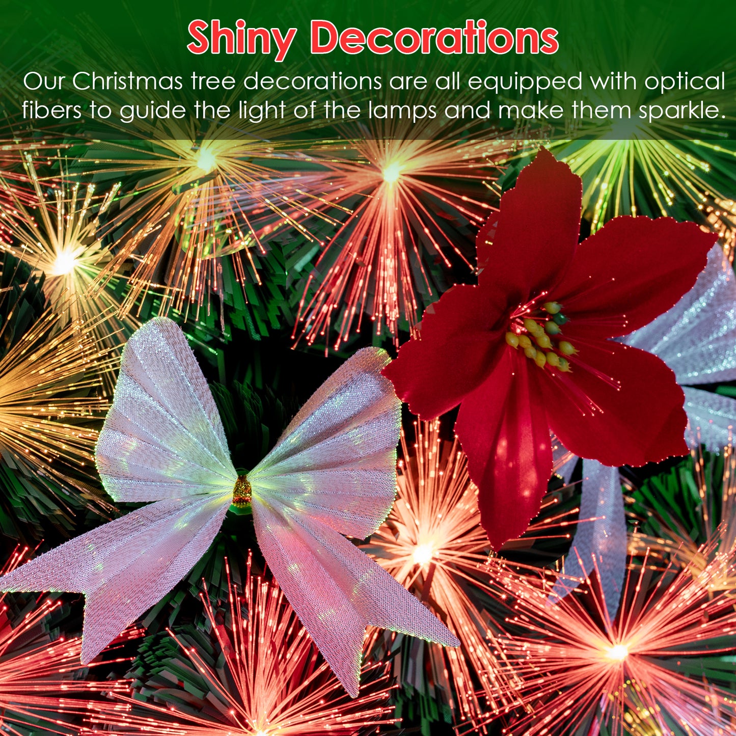 Arlopu Pre-Lit Optical Fiber Christmas Tree, 8/9/10FT Artificial Christmas Tree with Top Star, Fake Xmas Tree