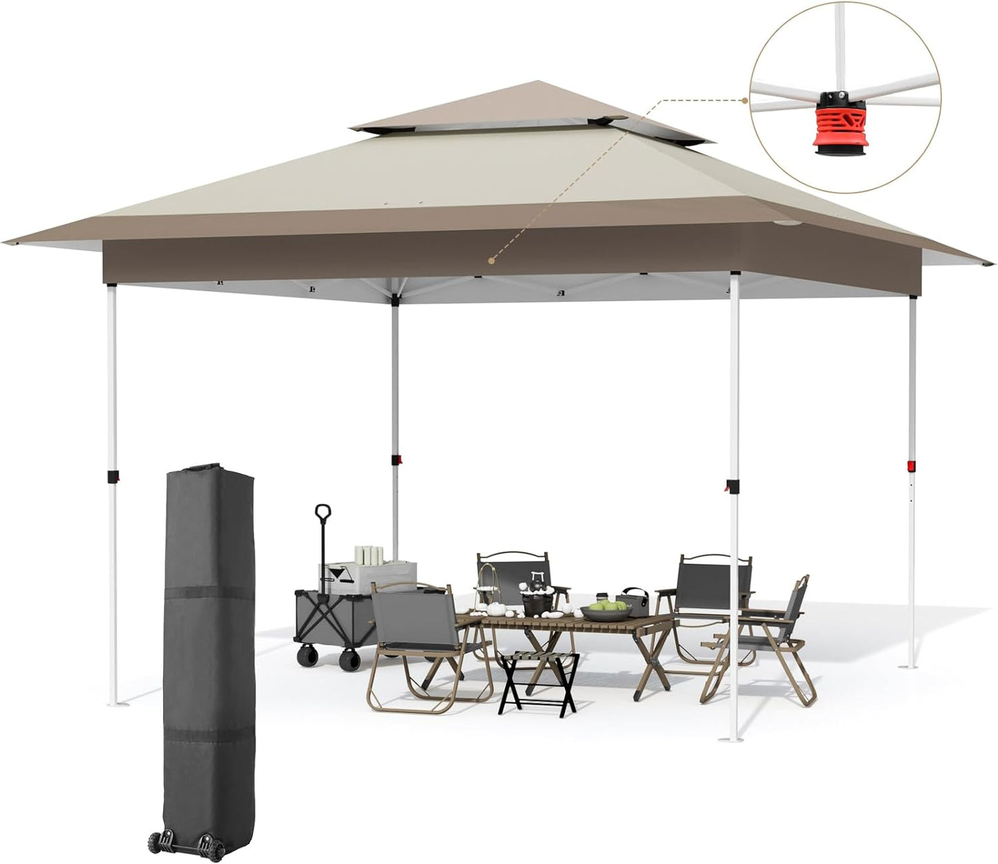 Arlopu 12x12 Easy Set-up Canopy Tent, Instant Outdoor Straight Leg Canopy with Auto Extending Eaves, One Person Folding Commercial Shelter with Upgraded Wheeled Bag, 144 sq.ft Sun Shade