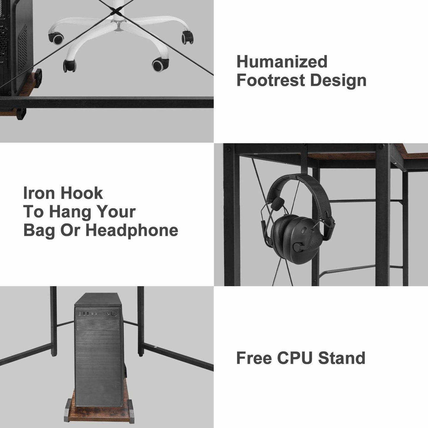 Arlopu Modern 66.5‘’ L-Shaped Home Office Desk, Larger Sturdy Computer PC Laptop Table, Corner Gaming Desk, Writing WorkstationDesk, Wooden Desk W/ Monitor Stand
