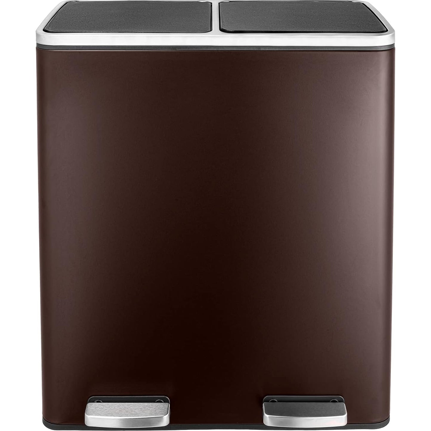 Arlopu  Dual Step Trash Can, 16 Gallon (2×30L) Stainless Steel Garbage Can with 2 Soft-Close Lid and 2 Removable Inner Wastebasket