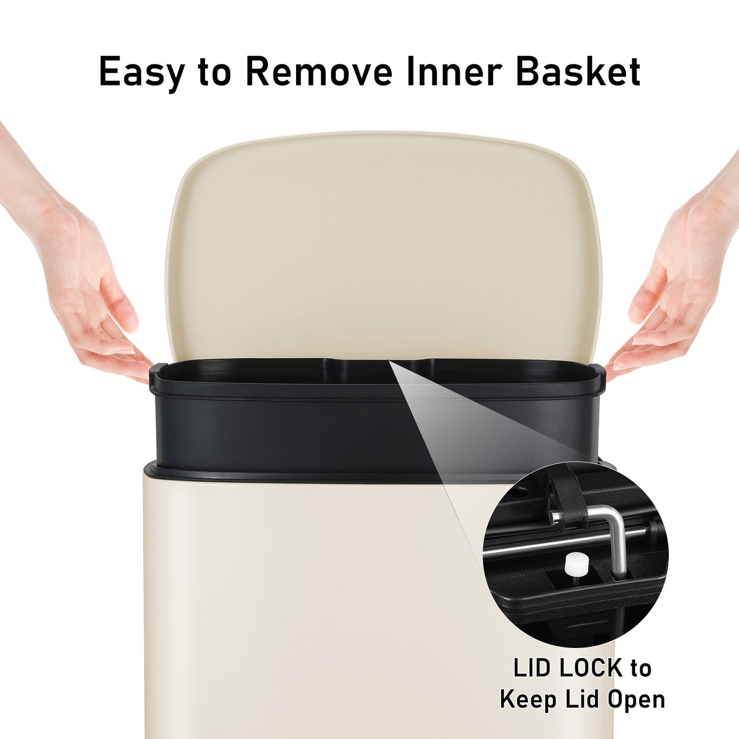 Arlopu Step Trash Can Combo Set, 13.2 Gallon & 1.3 Gallon, Stainless Steel Garbage Bin Set