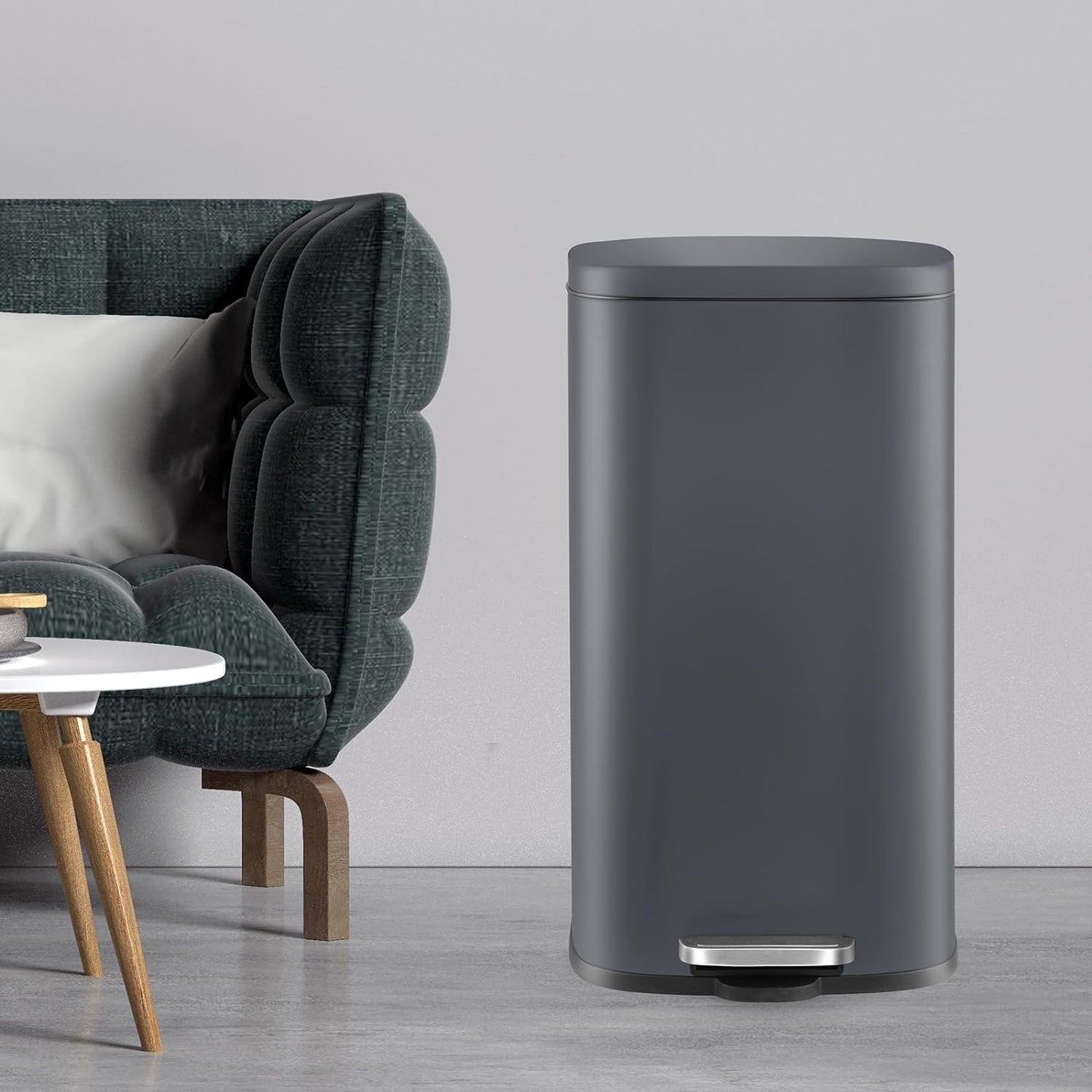 Arlopu 8 Gallon / 30 Liter Stainless Steel Step Trash Can with Foot Pedal, Kitchen Garbage Can Recycling Bin with Removable Bucket