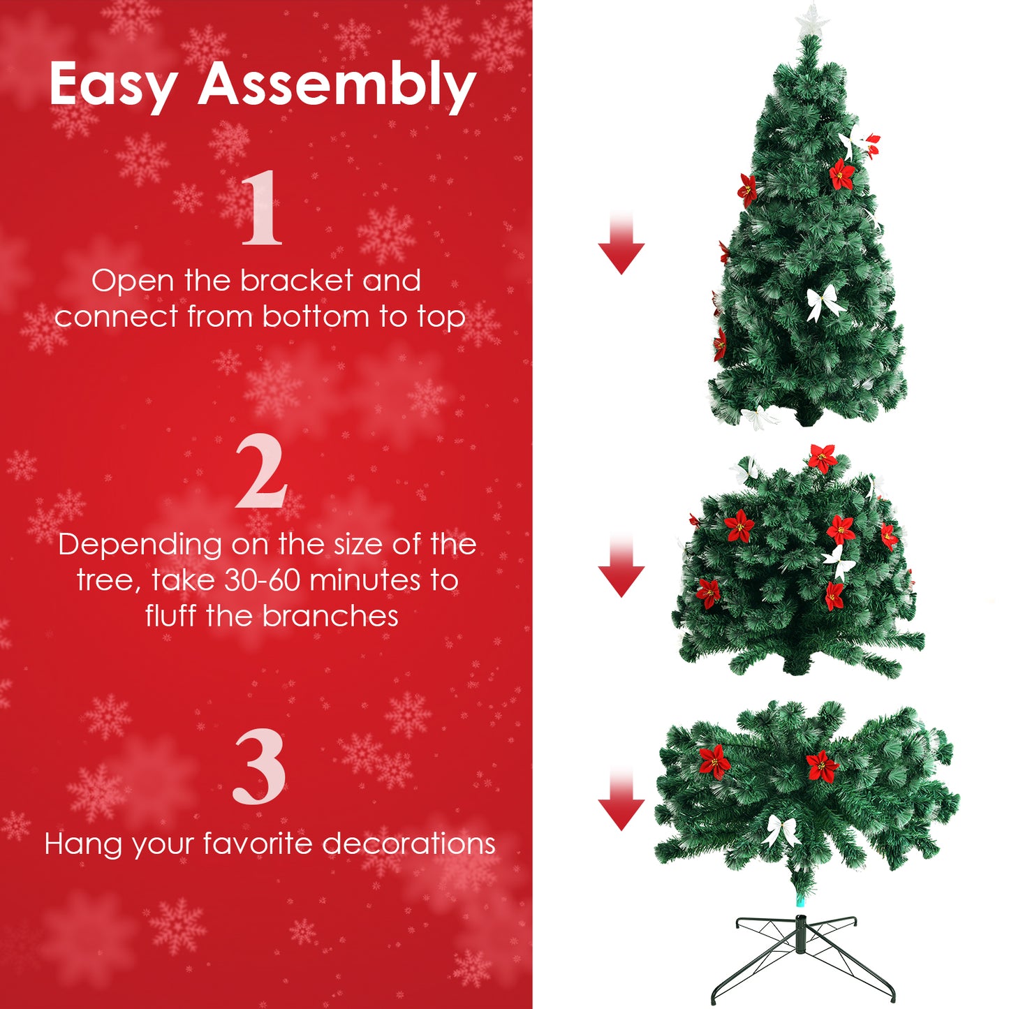 Arlopu Pre-Lit Optical Fiber Christmas Tree, 8/9/10FT Artificial Christmas Tree with Top Star, Fake Xmas Tree