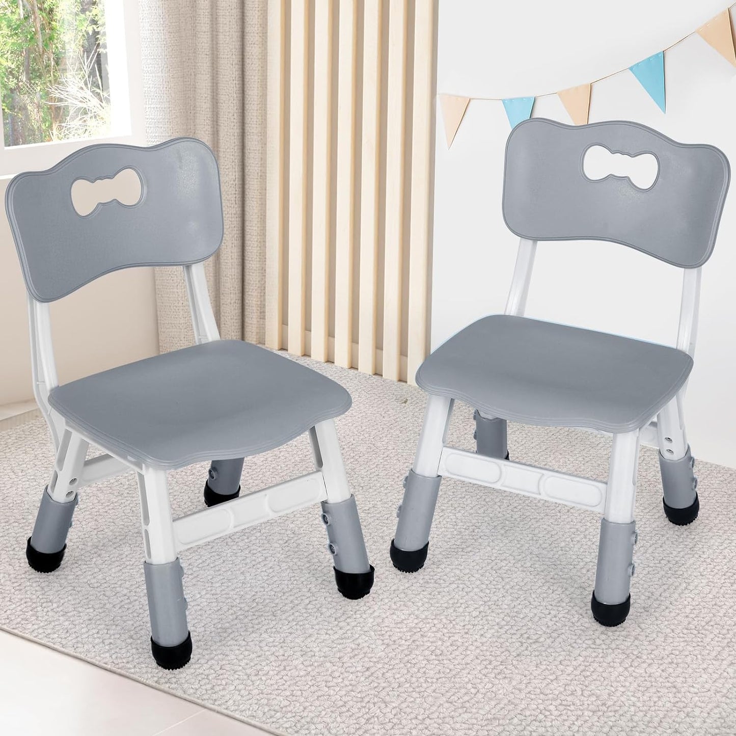 Arlopu 2pcs Adjustable Kids Chair, 3 Levels Adjustable Stackable Toddler Chairs, Maximum Load-Bearing 220Lb, Ergonomic Children Seats for Classroom/Daycare/Familiy