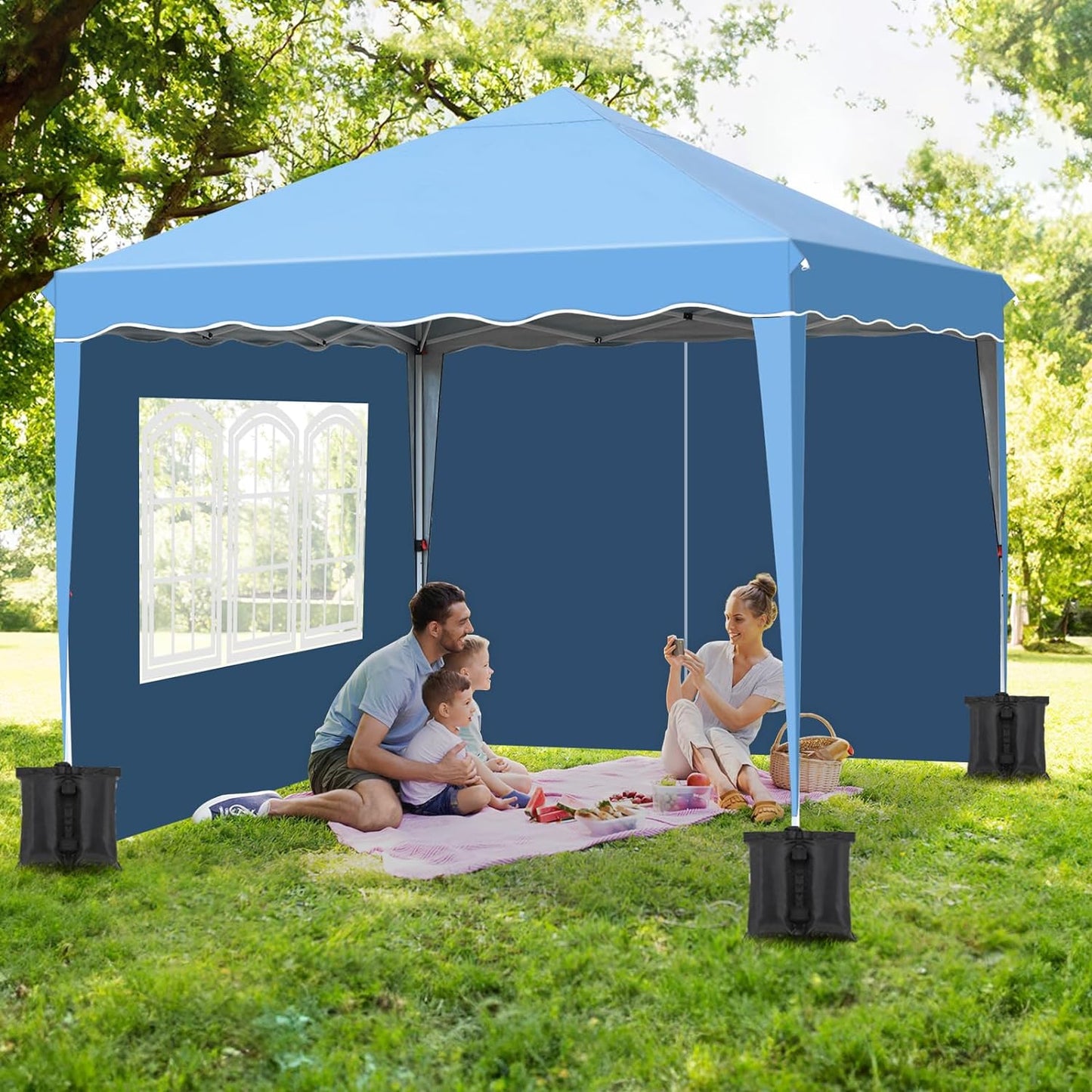 Arlopu 10' x 10' Pop Up Canopy Tent with Removable Sidewalls, Folding Instant Shelter Outdoor Canopy Portable Camping Party Wedding Gazebo Tent