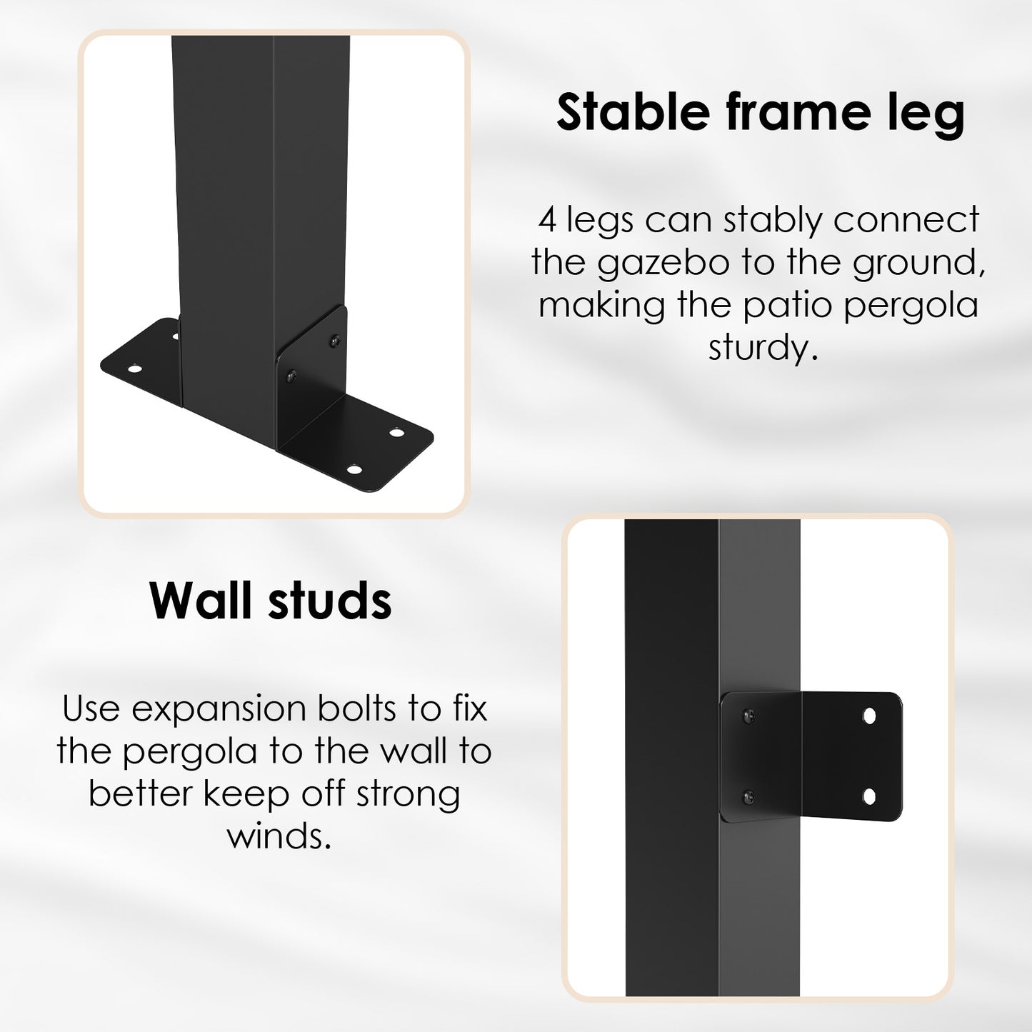 Arlopu 10'x14' Hardtop Gazebo Outdoor Wall-Mounted Aluminum Pergola for Patio, Garden, Decks, Backyard Brown