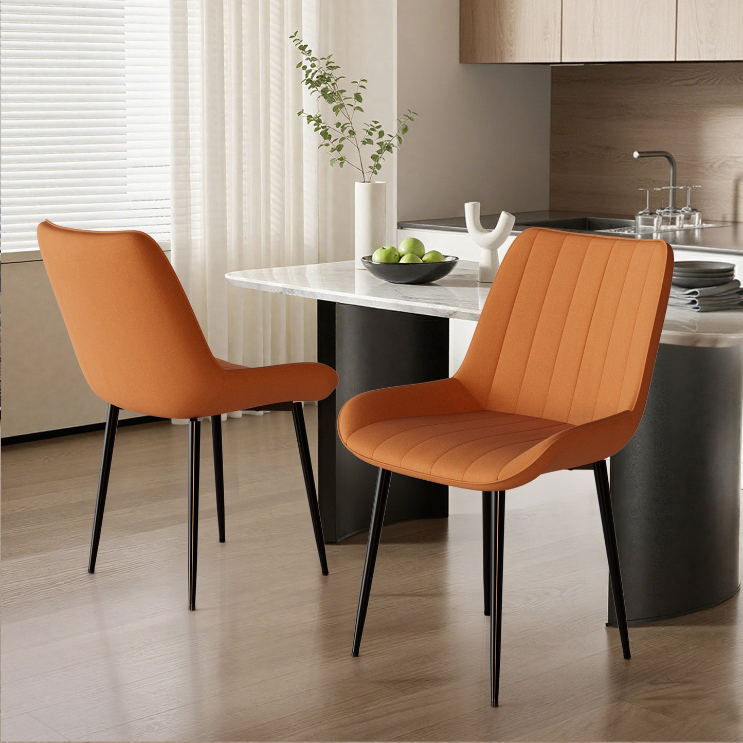 Arlopu Upholstered Dining Chairs Set of 4, Suede Faux Leather, Modern Kitchen Chairs for Dining Room/Living Room