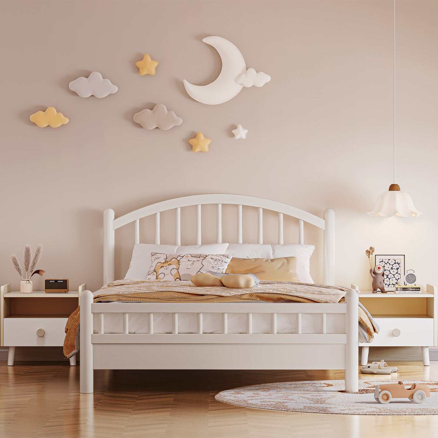 Arlopu 2 Tier Night Stand Kids Bedside Furniture End Table with 1 Drawer and Open Shelf for Bedroom Living Room