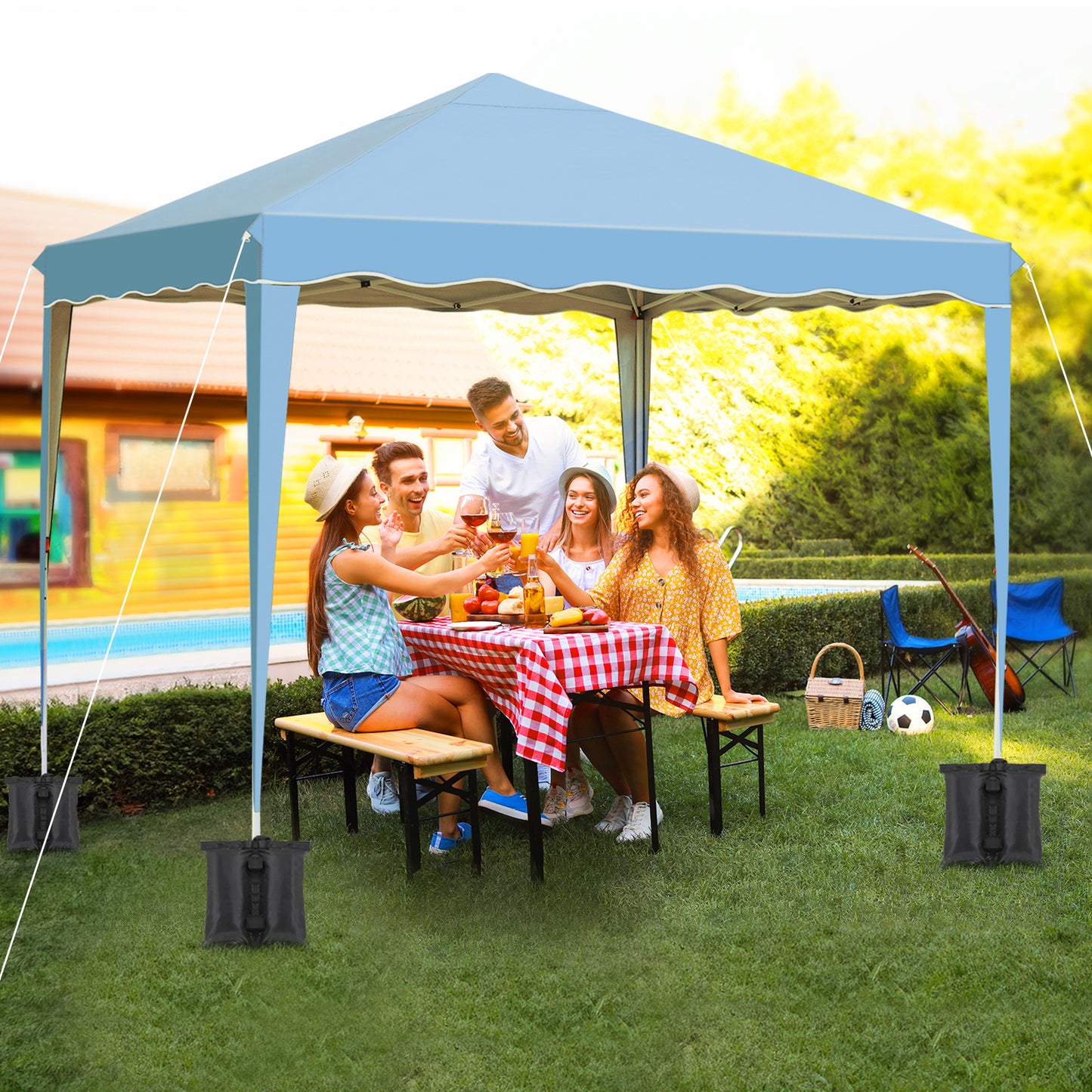 Arlopu 10x10FT Pop Up Canopy Tent with 4 Sidewalls, Commercial -Series Instant Canopy Tent, Outdoor Portable Gazebo with Wheeled Bag, Party Canopies Event Tent for Wedding/Patio/Camping