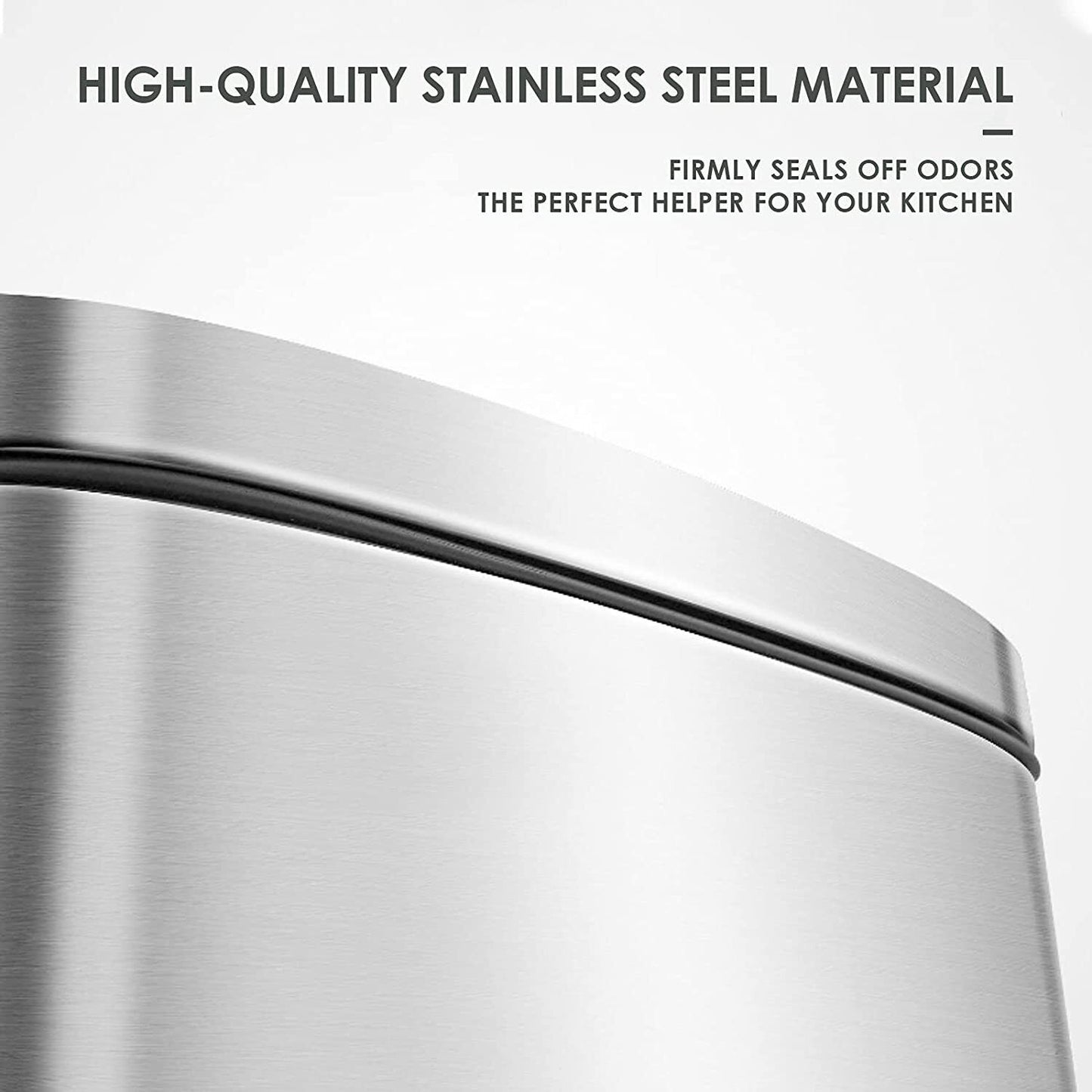 Arlopu 8 Gallon Stainless Steel Trash Can with Lid, Rectangular Kitchen Garbage Can, Silver