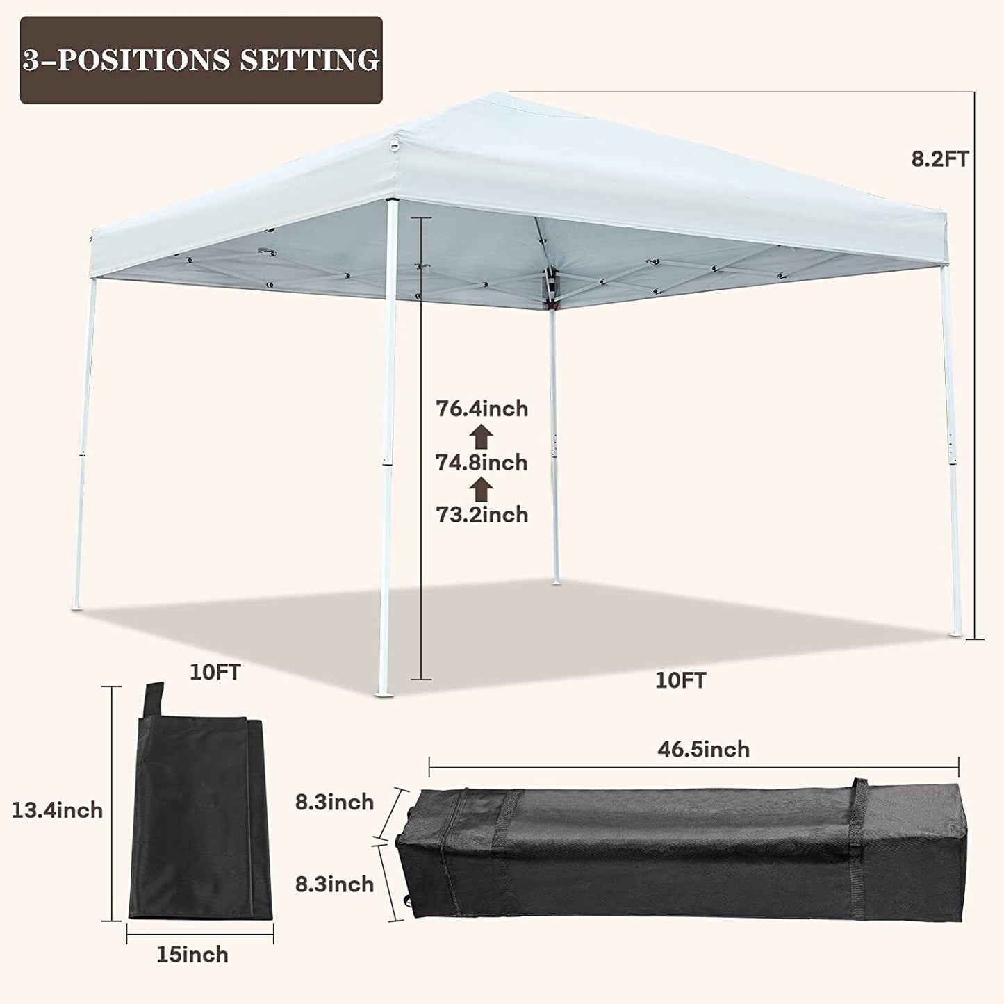 Arlopu 10' x 10' Pop up Canopy Tent with Mosquito Netting Screen Outdoor Folding Gazebo Camping Shelter