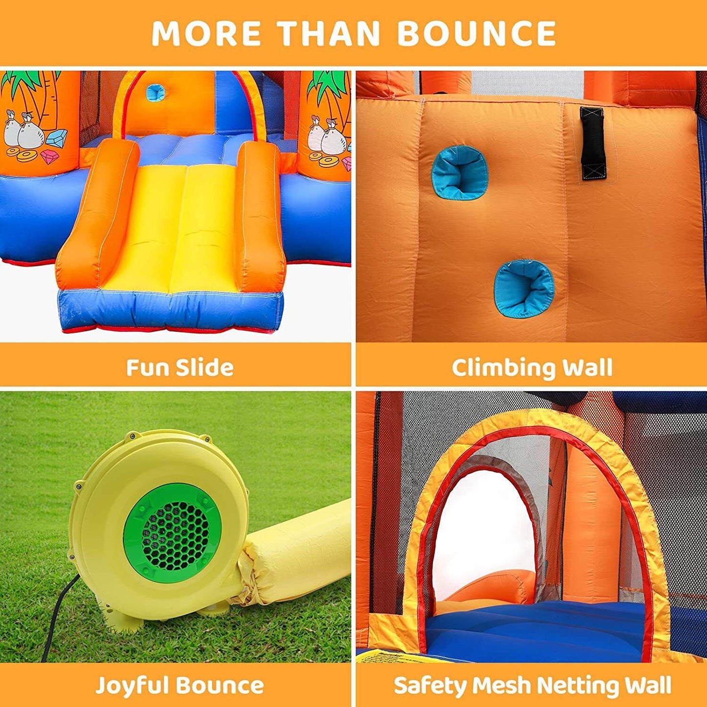 Arlopu Inflatable Bounce House Water Slide with Blower, Outdoor Backyard Jumping Castle Inflatable Play Water Park with Splash Pool for Kids 2-8 Years