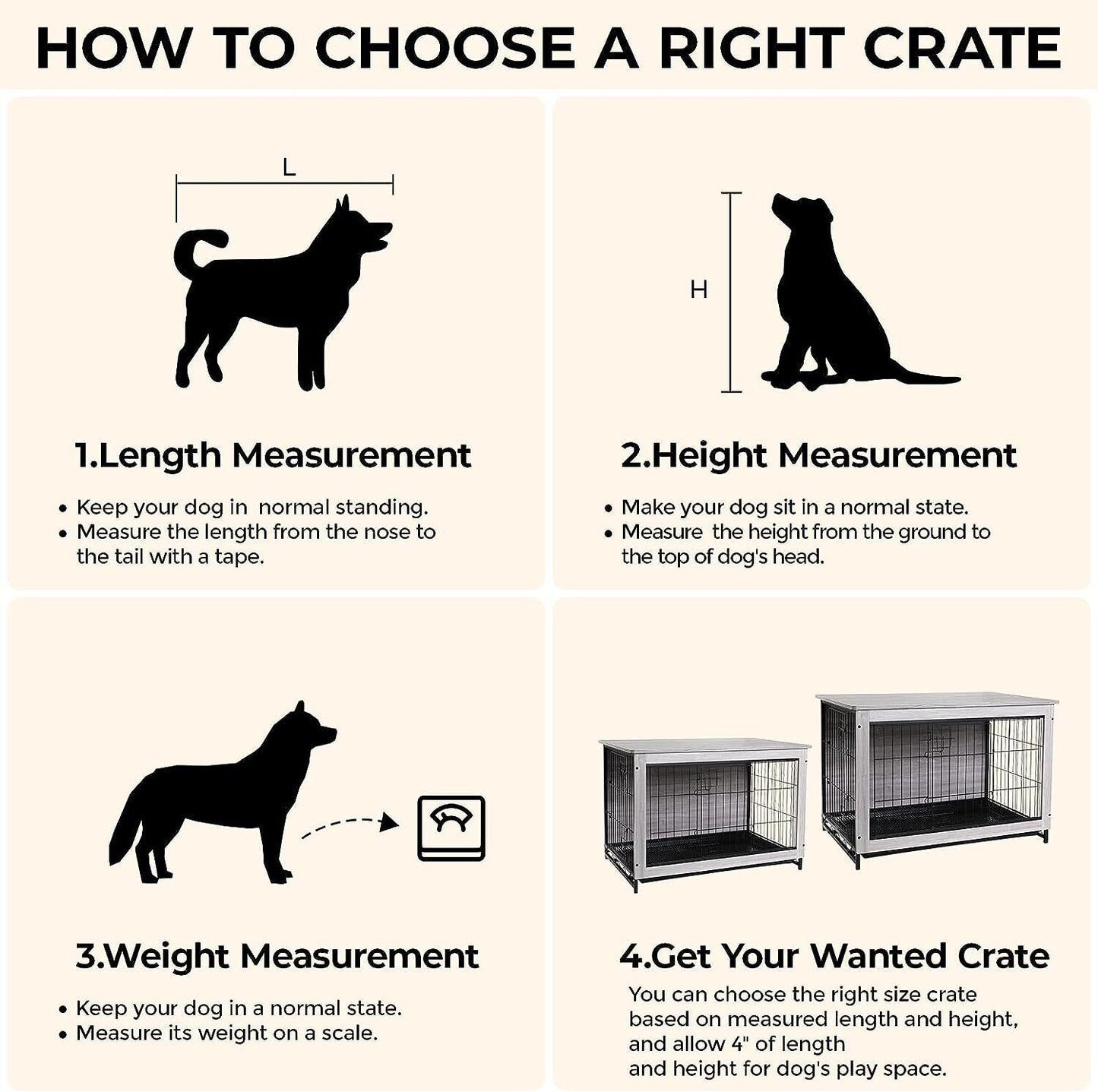 Arlopu 38.6'' Dog Crate Furniture, Wooden Side End Table, Modern Dog Kennel with Double Doors, Heavy-Duty Dog Cage with Pull-Out Removable Tray, Indoor Medium/Large/Small Pet House Furniture