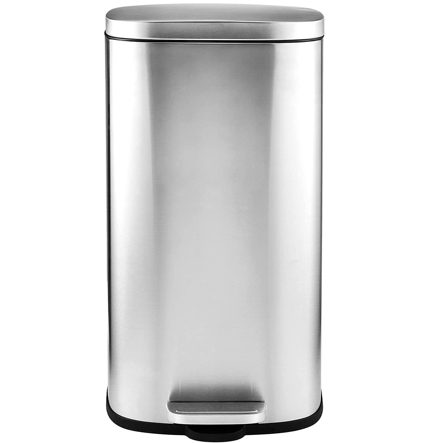 Arlopu 8 Gallon Stainless Steel Trash Can with Lid, Rectangular Kitchen Garbage Can, Silver