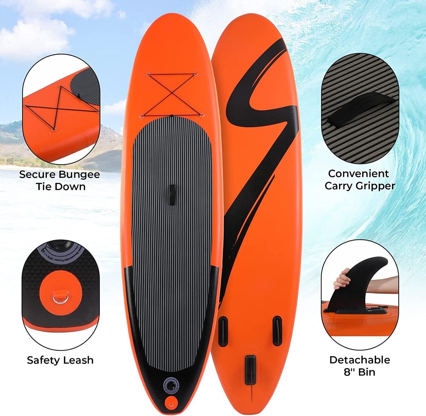 Arlopu 10FT Stand Up Paddle Board Inflatable SUP Non-Slip Deck with Paddle, Pump, Backpack