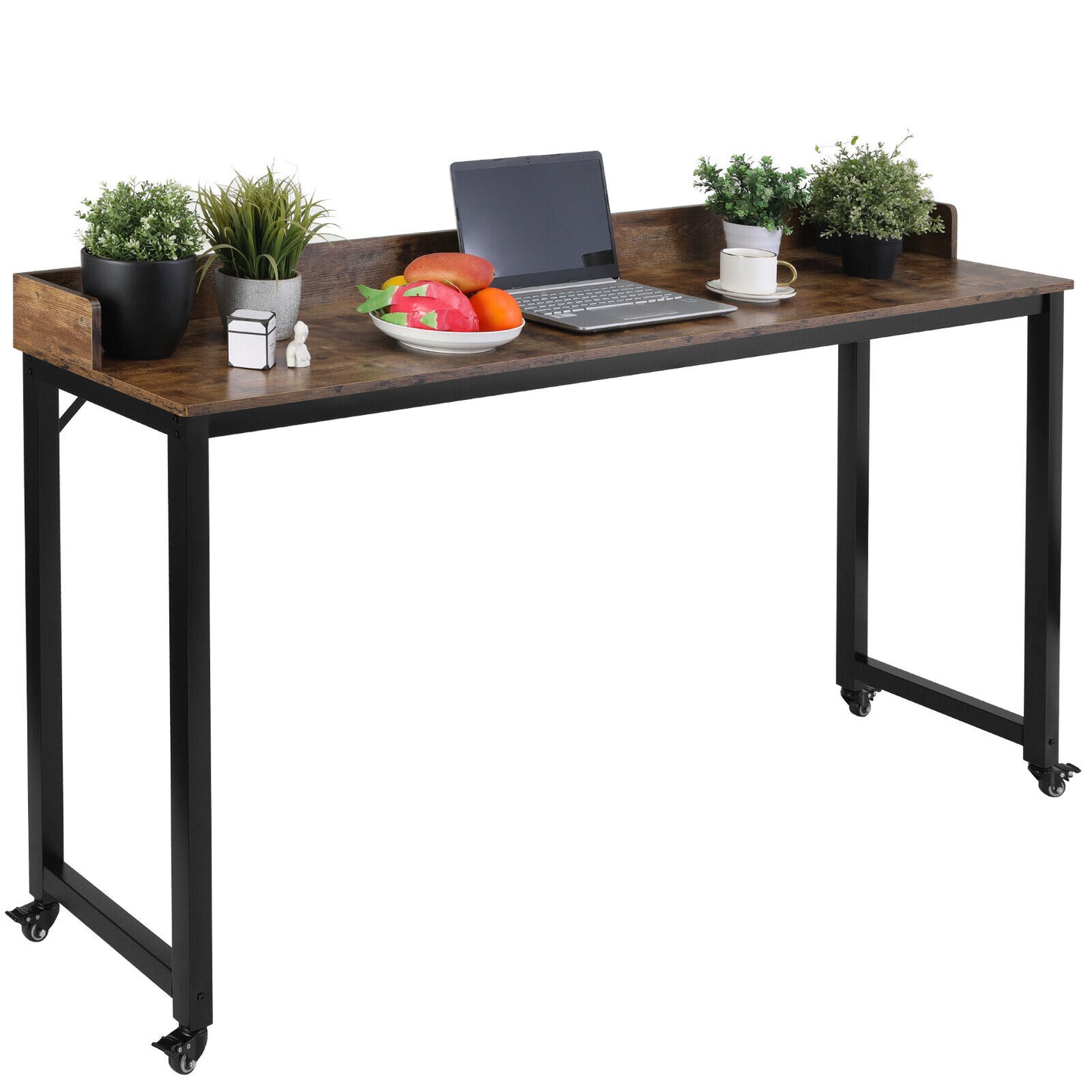 Arlopu 70.8'' Overbed Table with Wheels for Full/Queen Size Bed Frame, Mobile Computer Desk Standing Workstation Laptop Cart