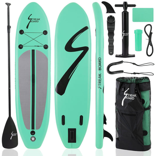 Arlopu 10FT Inflatable Stand Up Paddle Board, 3 Fins Paddleboard with Full SUP Accessories for All Skill Levels, Portable Two-Way Hand Pump and Carry Bag, for Yoga Touring Fishing
