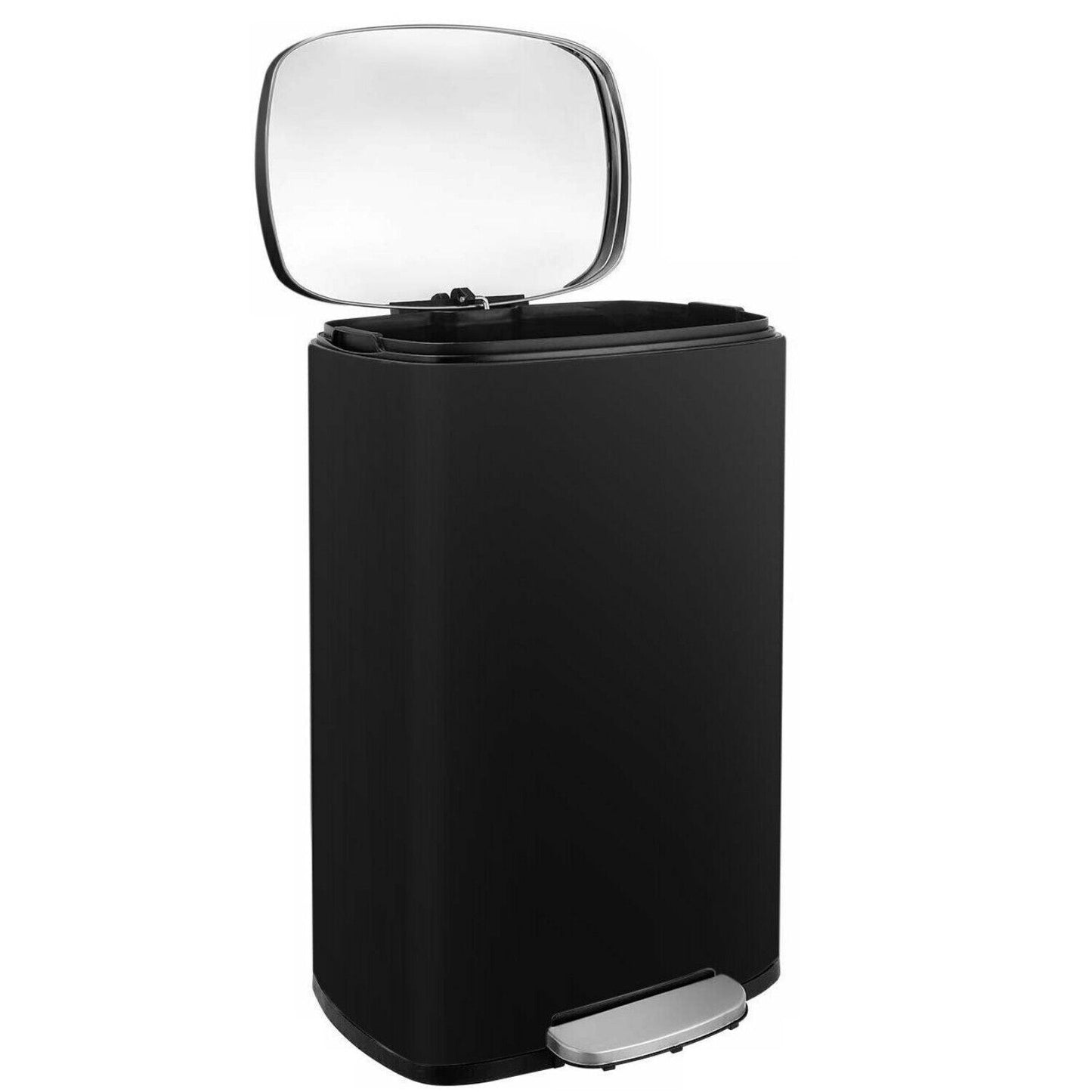 Arlopu 13.2 gal Rectangular Trash Can with Lid, Stainless Steel Garbage Can with Foot Pedal for Home Kitchen