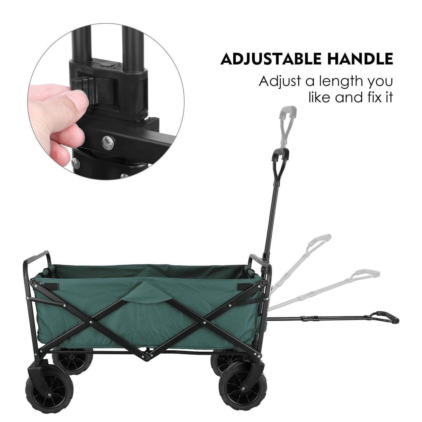 Arlopu Collapsible Outdoor Utility Wagon Cart, Folding Garden Cart with All-Terrain Wheels and Carrying Bag for Outdoor Shopping, Beach Trip, Camping