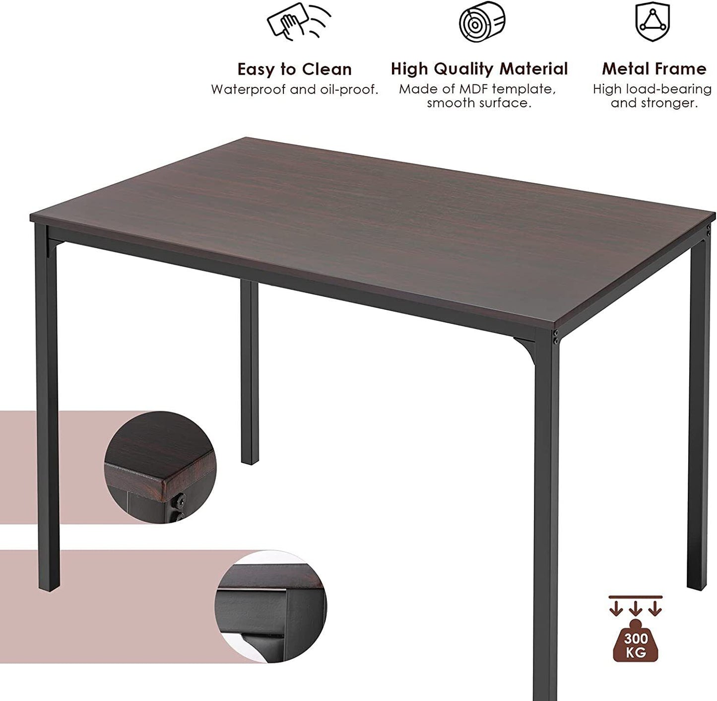 Arlopu 4 Pieces Dining Table Set, 43'' Wooden Kitchen Table with 2 Chairs & Bench for Dining Room (Brown)