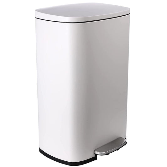 Arlopu 50L/13.2 Gallon Trash Can with Foot Pedal, Kitchen Garbage Bin with Soft Close Lid, Rectangular Waste Bin for Home Office Bathroom