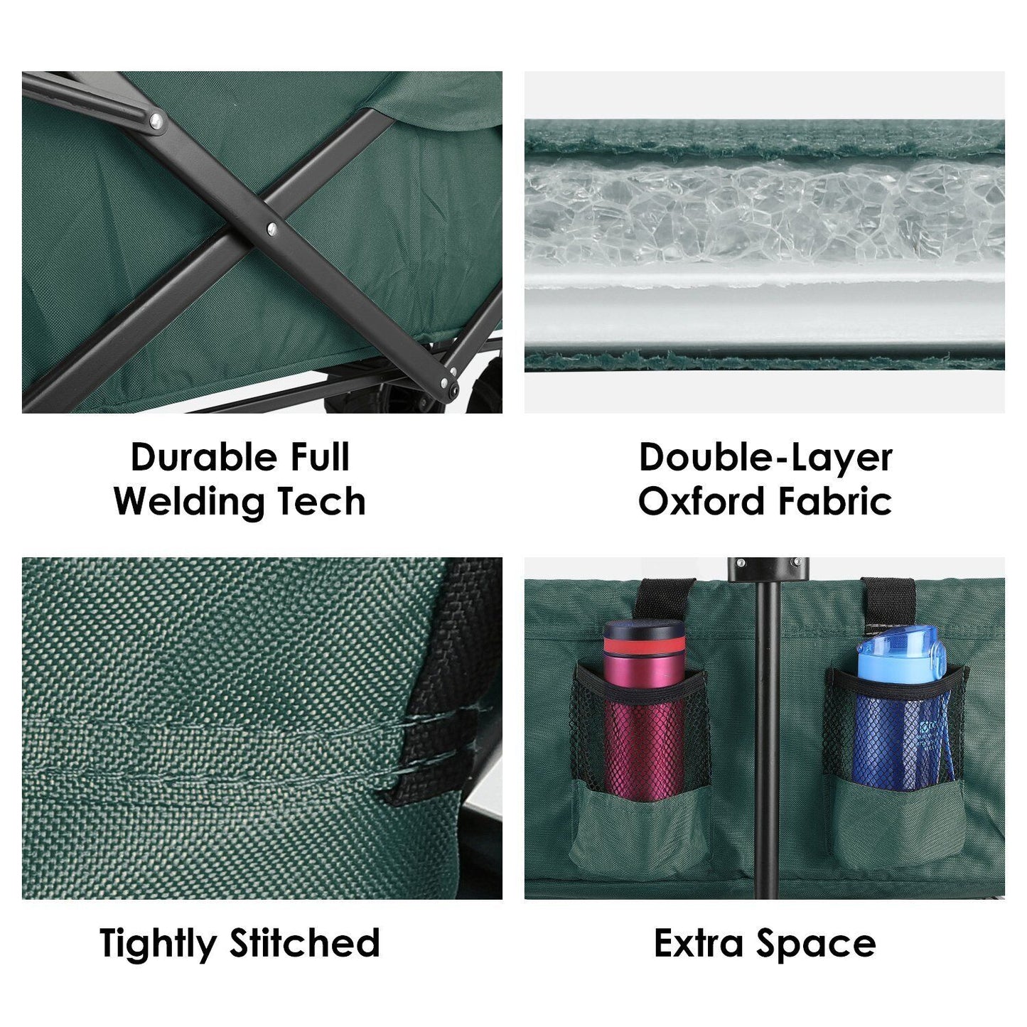 Arlopu Collapsible Outdoor Utility Wagon Cart, Folding Garden Cart with All-Terrain Wheels and Carrying Bag for Outdoor Shopping, Beach Trip, Camping