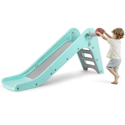 Arlopu Plastic Toddler First Slide, Kids Slide Play Climber with Basketball Hoop, Indoor Outdoor Playground Toy for Kids 1-6 Years